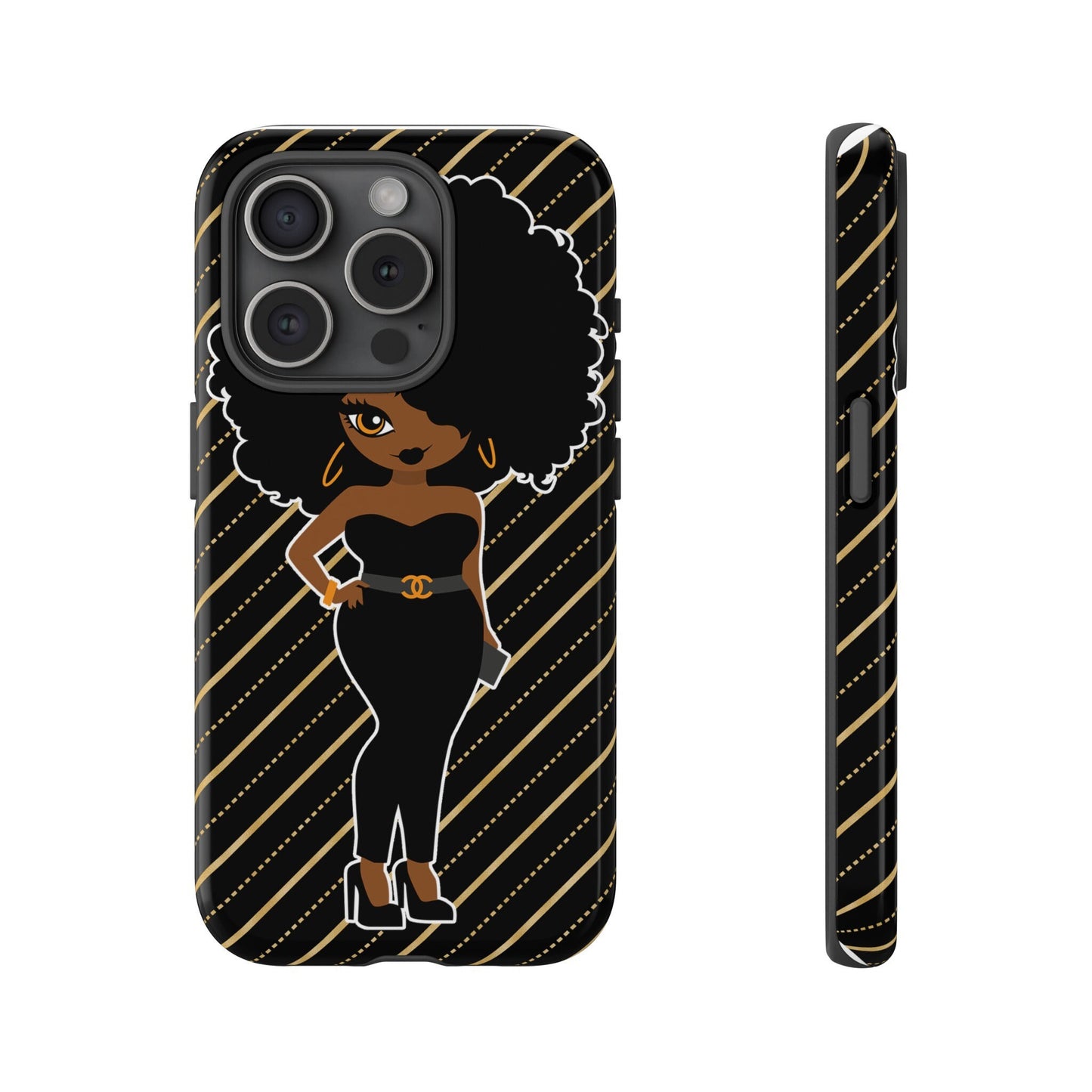 iPhone 15, iPhone 15 Pro, iPhone 15 Plus, iPhone 15 Pro Max Tough Cases African American Woman Black Woman