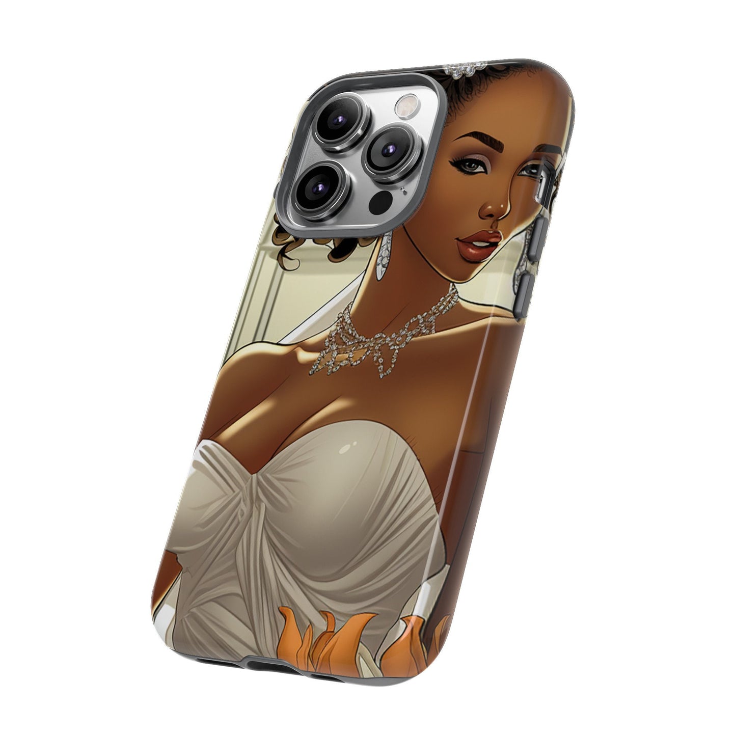 iPhone 14, iPhone 14 Pro, iPhone 14 Plus, iPhone 14 Pro Max Tough Cases African American Bride Black bride wedding Dress Wedding Gown