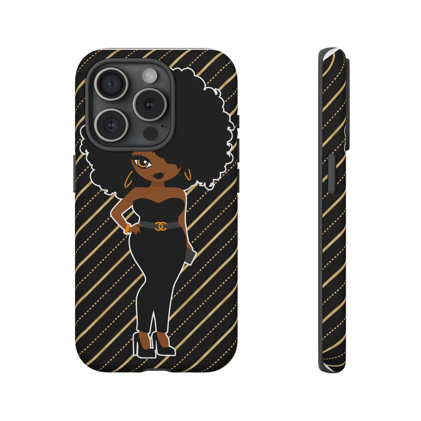 iPhone 15, iPhone 15 Pro, iPhone 15 Plus, iPhone 15 Pro Max Tough Cases African American Woman Black Woman