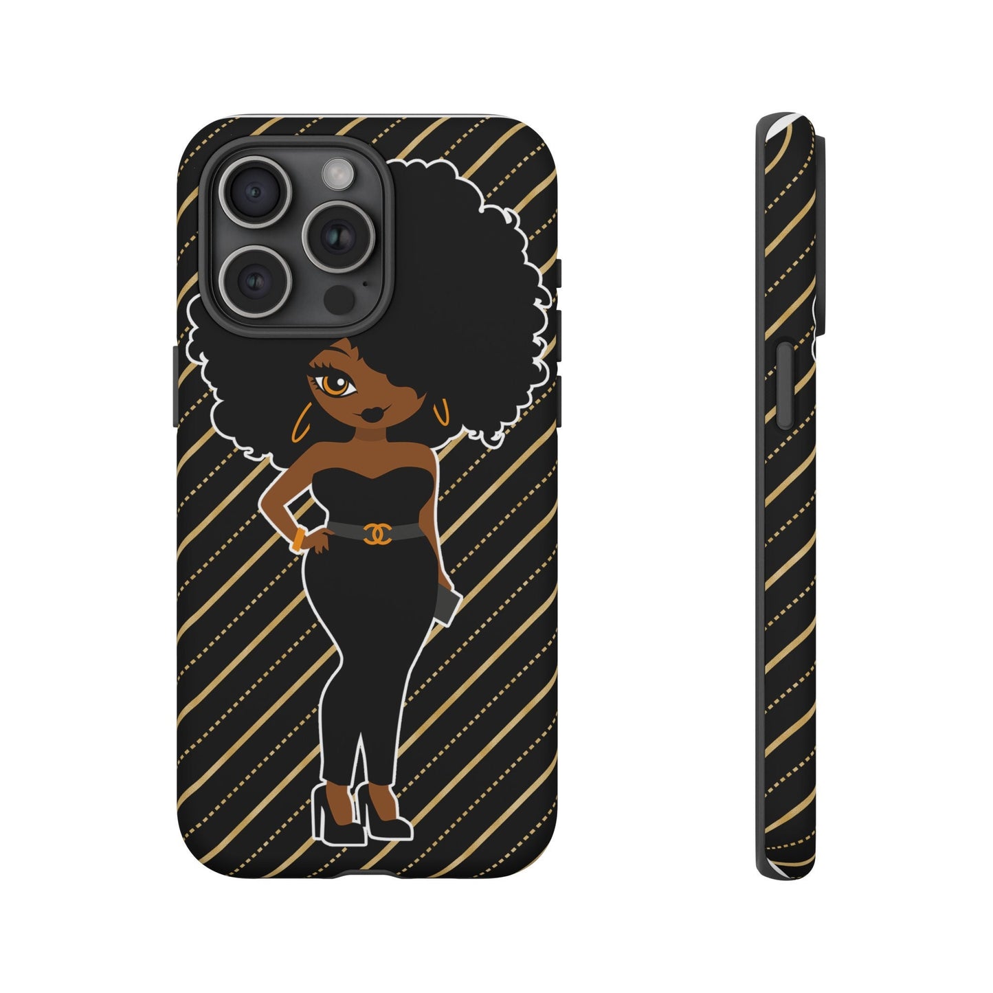 iPhone 15, iPhone 15 Pro, iPhone 15 Plus, iPhone 15 Pro Max Tough Cases African American Woman Black Woman