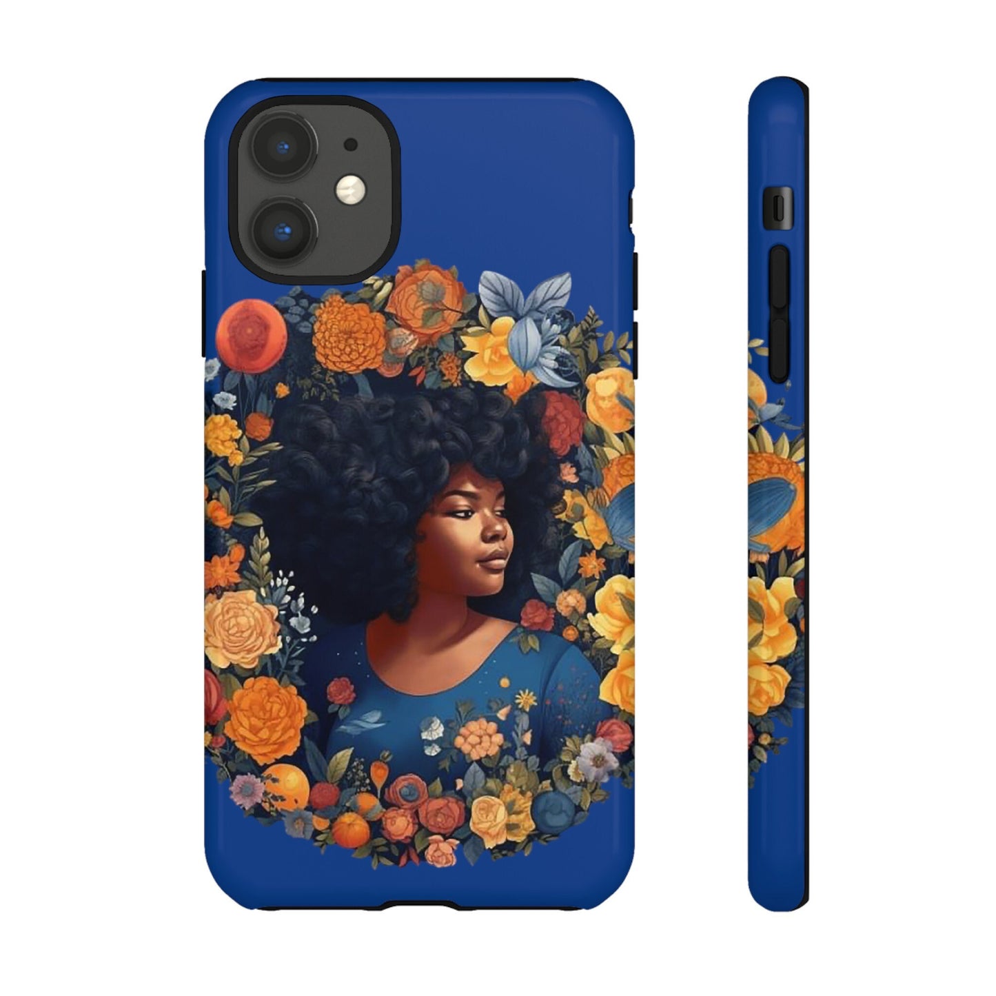 iPhone 11, iPhone 11 Pro, iPhone 11 Tough Cases African American Black Women in Flower Wreath Blue Green Orange