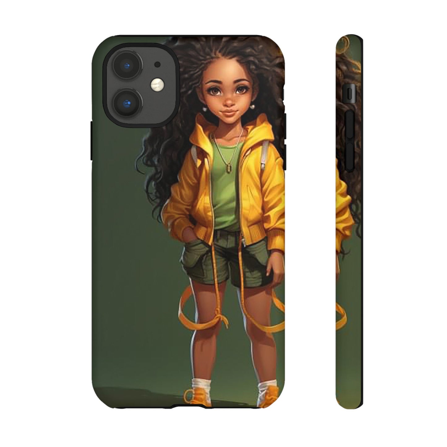 iPhone 11, iPhone 11 Pro, iPhone 11 Tough Case African American Young Woman Black in Yellow Hoodie Yellow Sweatshirt