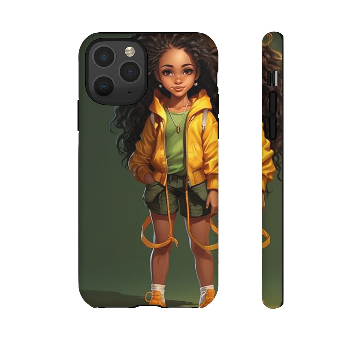 iPhone 11, iPhone 11 Pro, iPhone 11 Tough Case African American Young Woman Black in Yellow Hoodie Yellow Sweatshirt