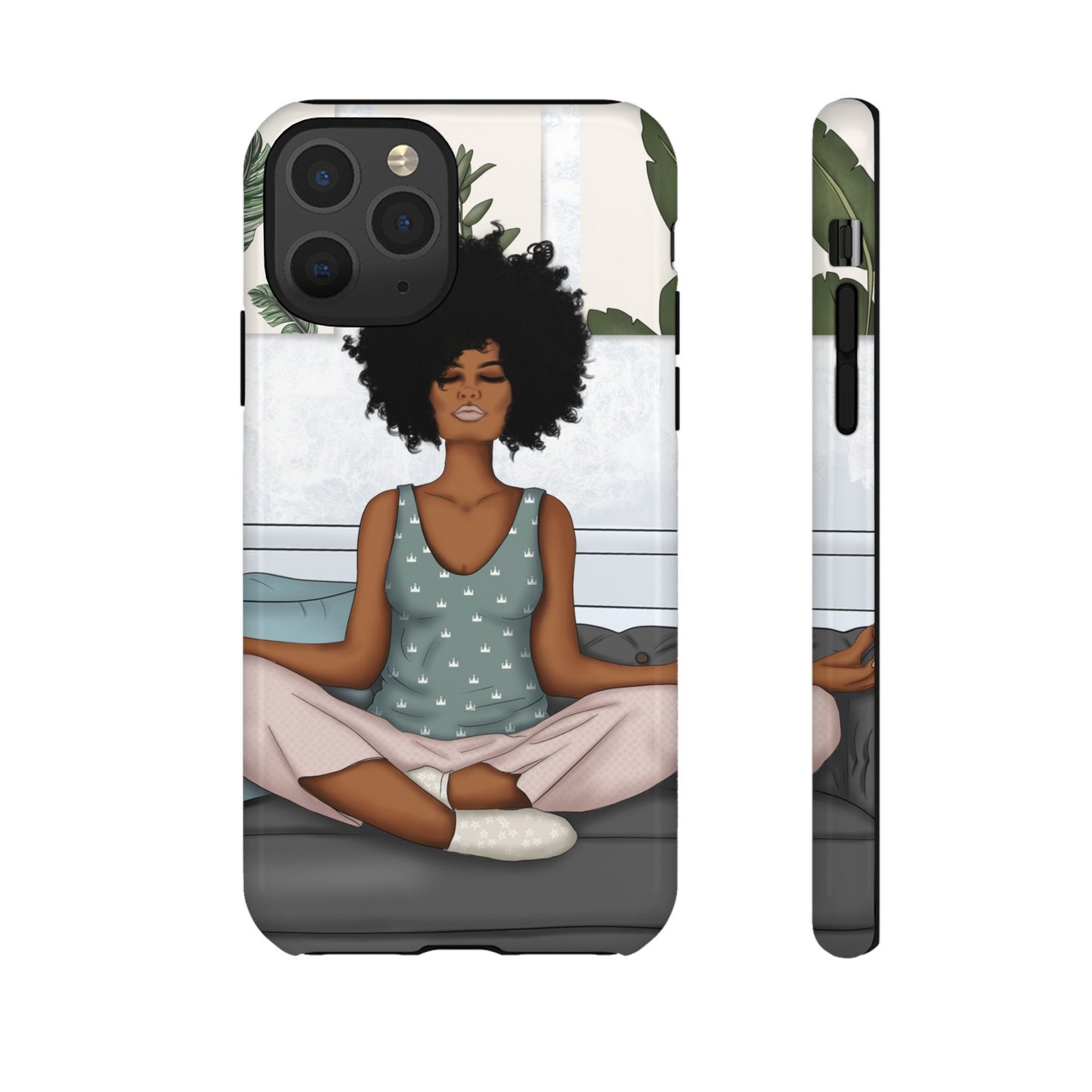 iPhone 11, iPhone 11 Pro, iPhone 11 Tough Cases African American Woman Black Woman Yoga Namaste Peace Joy