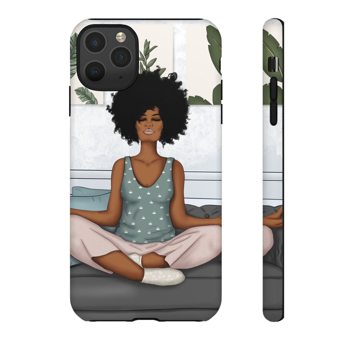 iPhone 11, iPhone 11 Pro, iPhone 11 Tough Cases African American Woman Black Woman Yoga Namaste Peace Joy