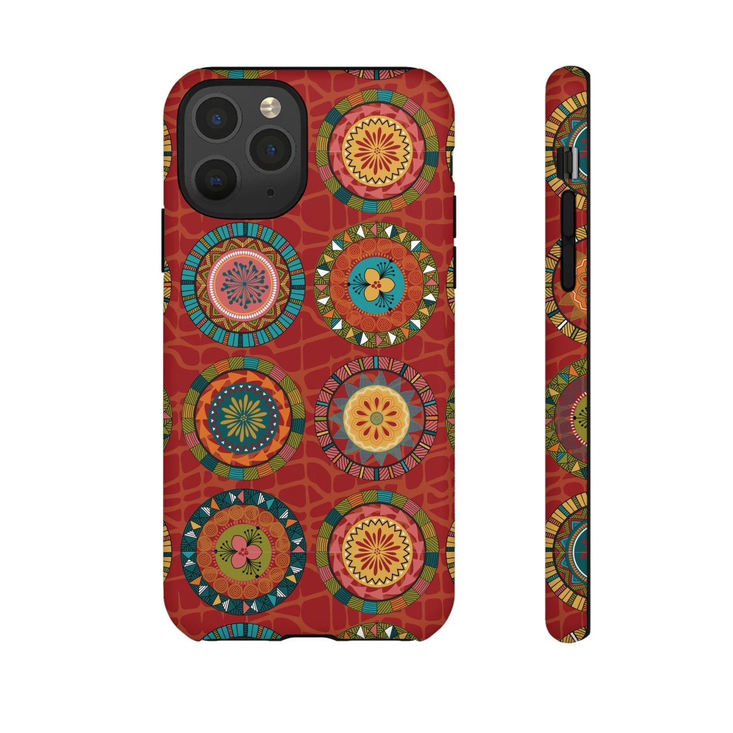 iPhone 11, iPhone 11 Pro, iPhone 11 Tough Cases Blue Coral Green Yellow Circles Round Colors