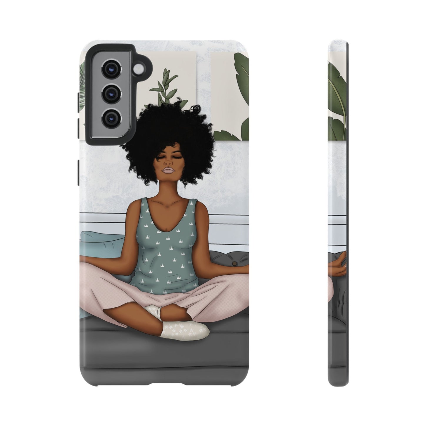 Samsung Galaxy S21 Samsung Galaxy S21 Plus Samsung Galaxy S21 Ultra S21 FE Tough Case African American Woman Black Woman Yoga Namaste Peace