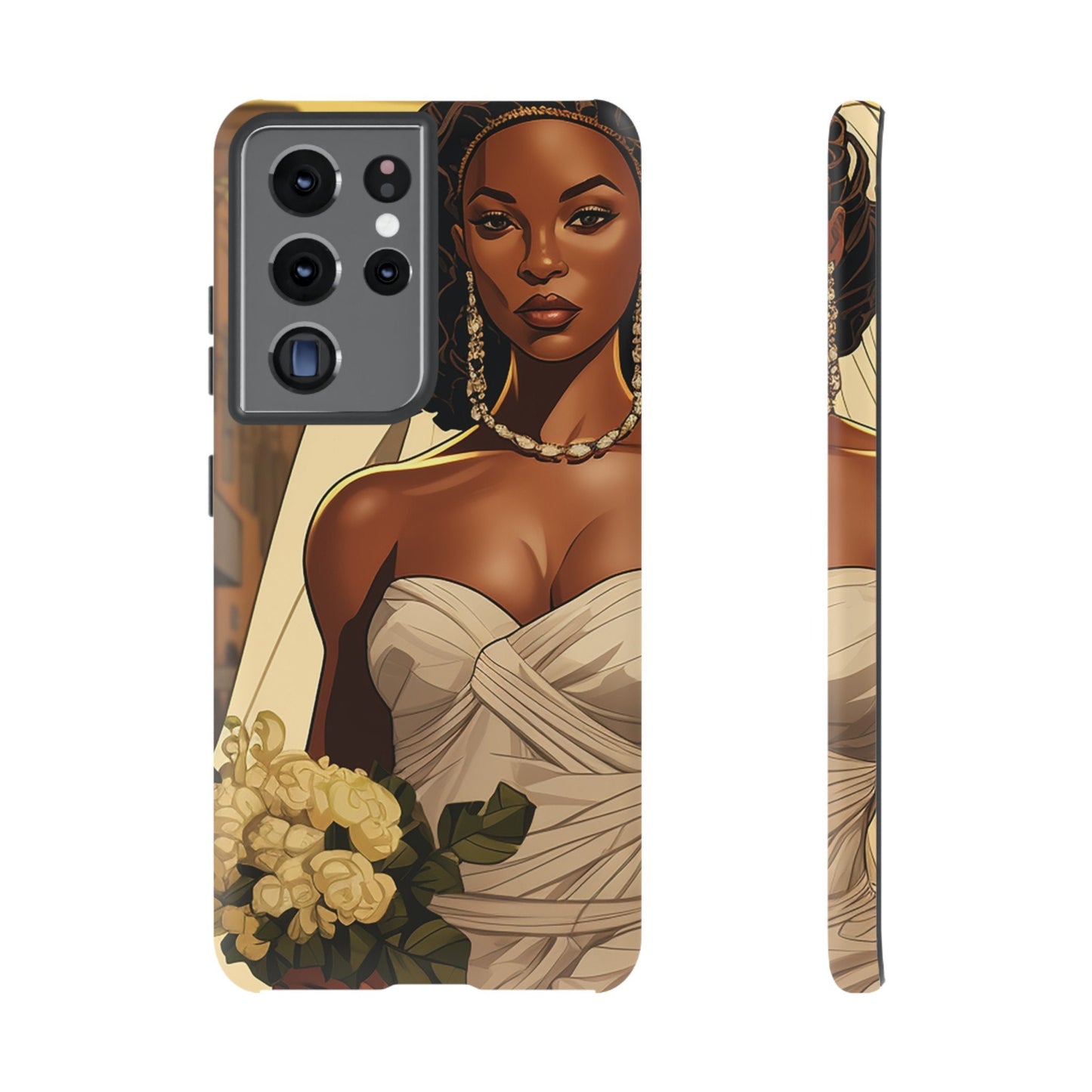 Samsung Galaxy S21 Samsung Galaxy S21 Plus Samsung Galaxy S21 Ultra S21 FE Tough Case AfricanAmerican Bride Black wedding Dress Wedding Gown