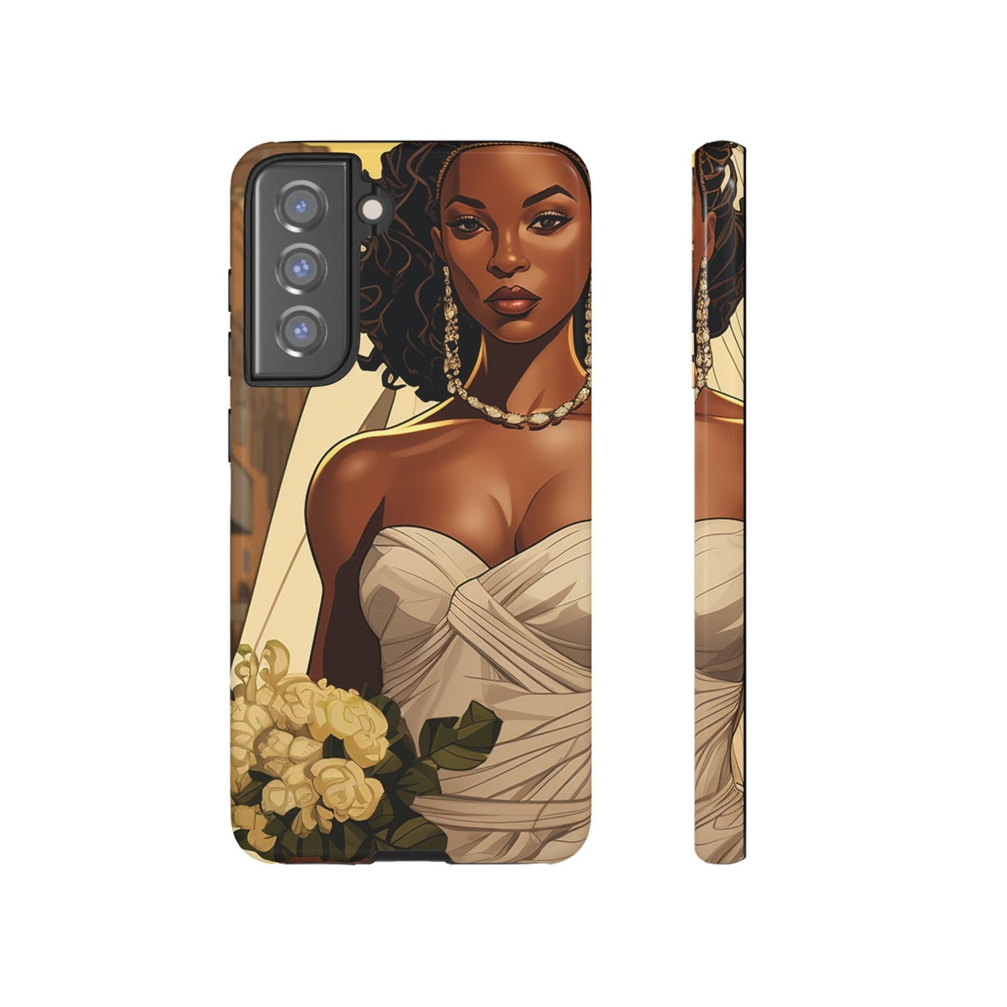 Samsung Galaxy S21 Samsung Galaxy S21 Plus Samsung Galaxy S21 Ultra S21 FE Tough Case AfricanAmerican Bride Black wedding Dress Wedding Gown
