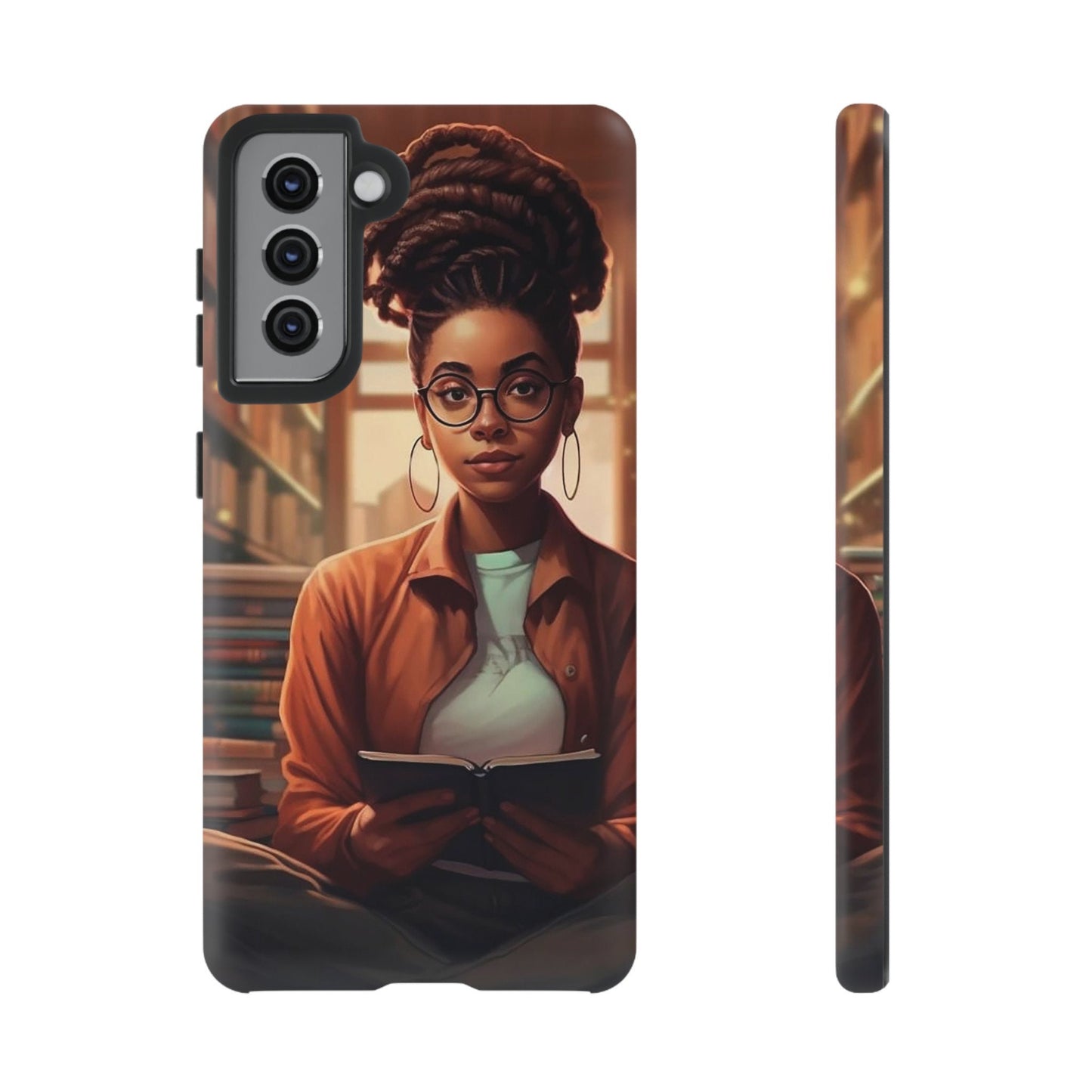 Samsung Galaxy S21 Samsung Galaxy S21 Plus Samsung Galaxy S21 Ultra S21 FE Tough Case AfricanAmerican Reader Woman Book Dragon Power Reader