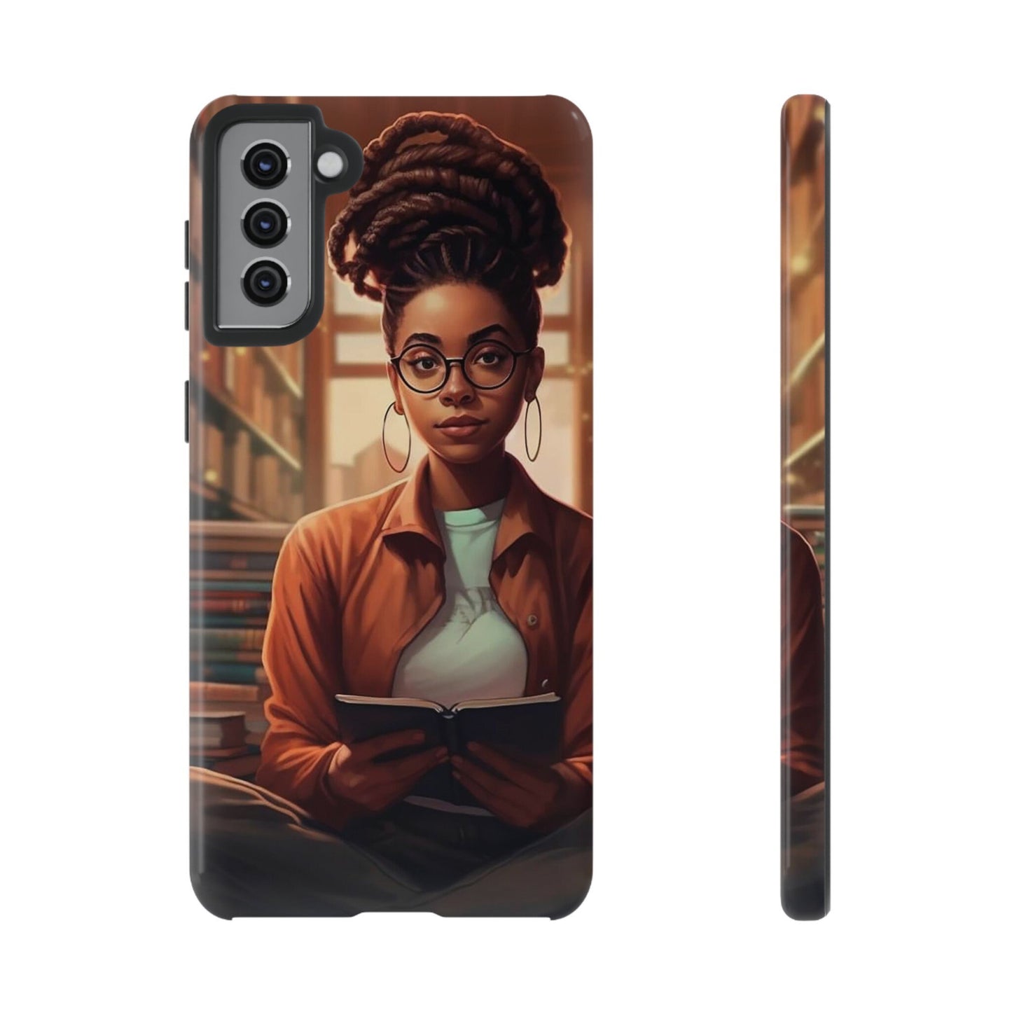Samsung Galaxy S21 Samsung Galaxy S21 Plus Samsung Galaxy S21 Ultra S21 FE Tough Case AfricanAmerican Reader Woman Book Dragon Power Reader