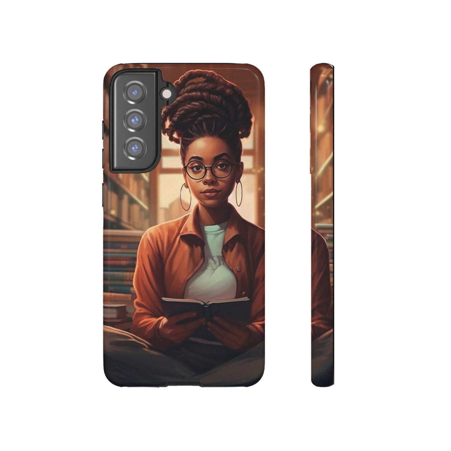 Samsung Galaxy S21 Samsung Galaxy S21 Plus Samsung Galaxy S21 Ultra S21 FE Tough Case AfricanAmerican Reader Woman Book Dragon Power Reader
