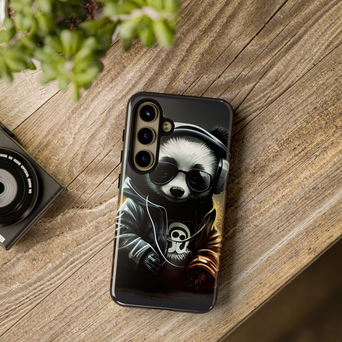 Samsung Galaxy S24 Samsung Galaxy S24 Plus Samsung Galaxy S24 Ultra Tough Case Black White Panda Headphones Audiophile Stereo headset bear