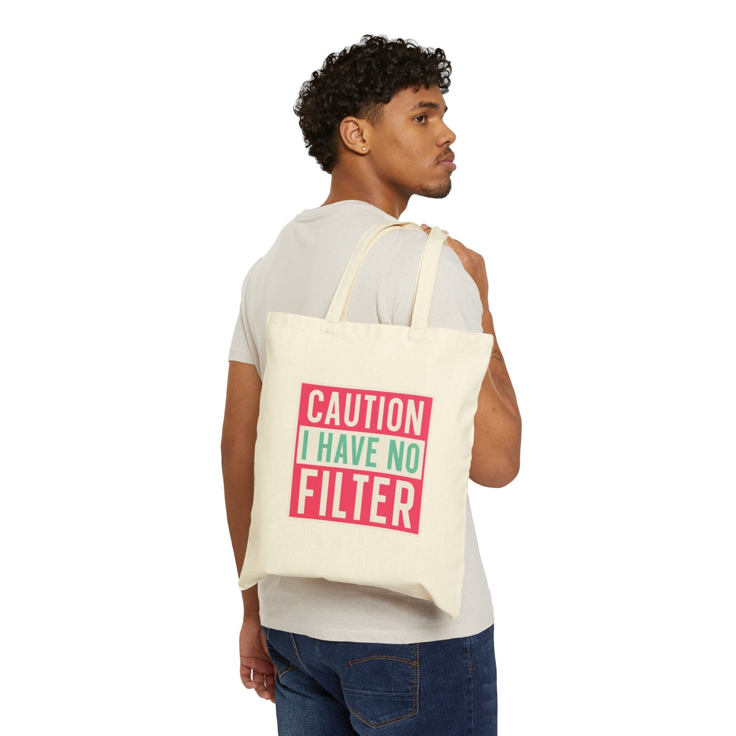 No Filter Sarcastic Gift Cotton Canvas Tote Bag Shopping Bag Book Bag Carry all