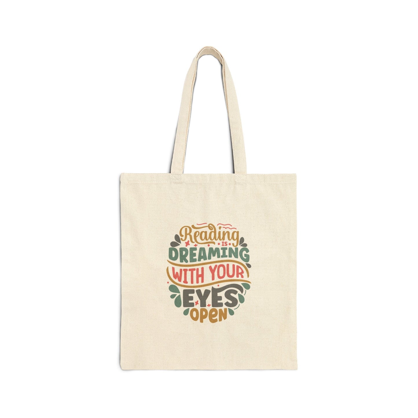Reading is Dreaming With Eyes Open Cotton Canvas Tote Bag Reader gift Book Dragon Library Tote Bag Power Reader