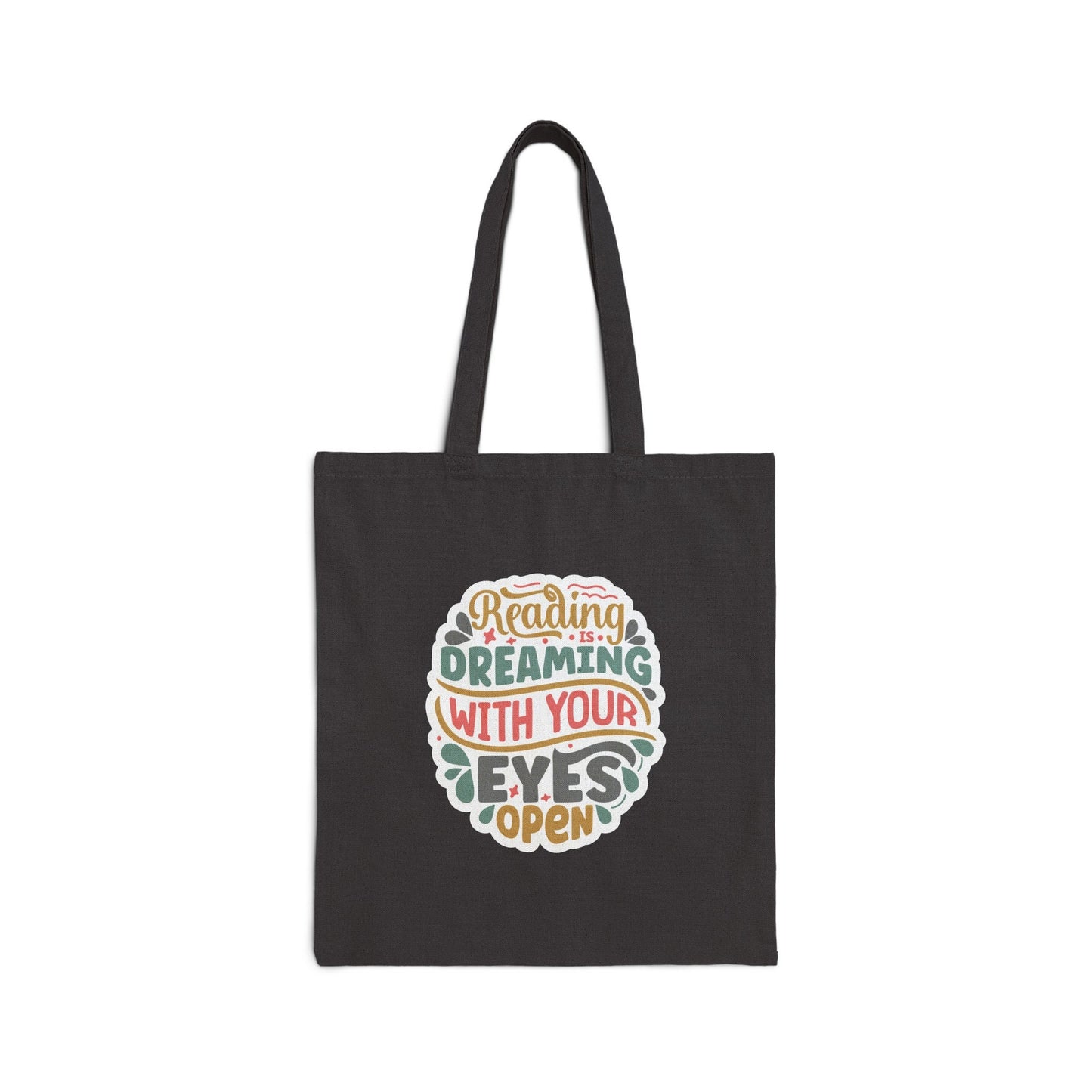 Reading is Dreaming With Eyes Open Cotton Canvas Tote Bag Reader gift Book Dragon Library Tote Bag Power Reader