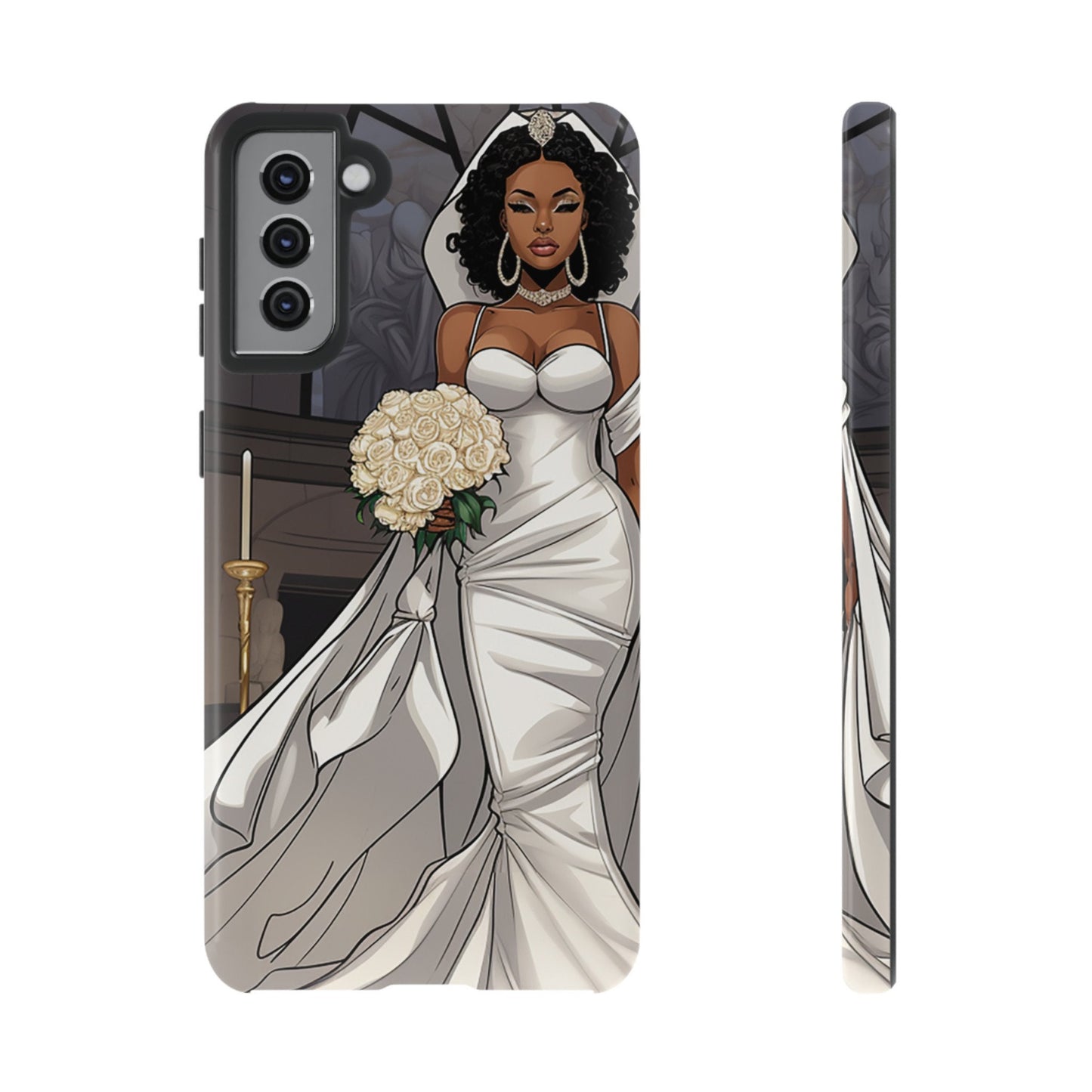 Samsung Galaxy S21 Samsung Galaxy S21 Plus Galaxy S21 Ultra S21 FE Tough Case African American Bride Black bride wedding Dress Wedding Gown