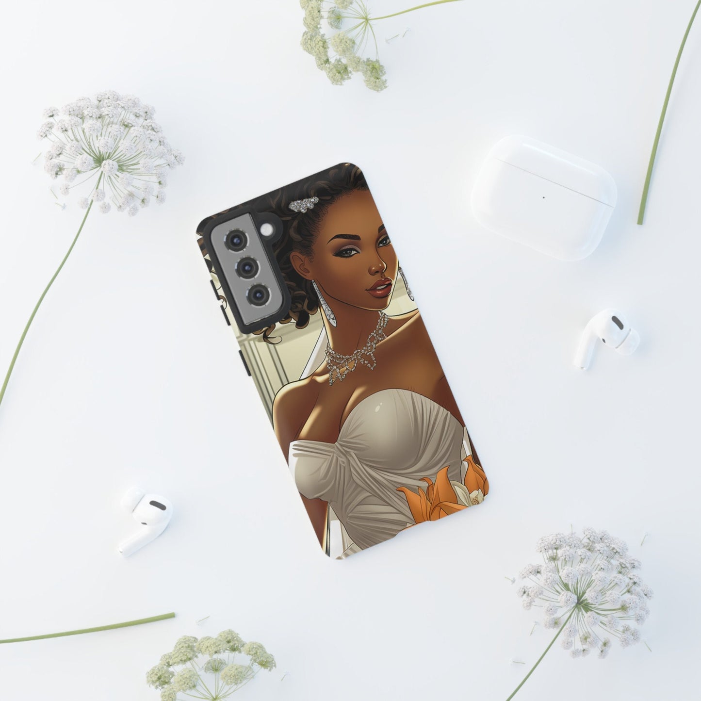 Samsung Galaxy S21 Samsung Galaxy S21 Plus Samsung Galaxy S21 Ultra S21 FE Tough Case African American Black bride Dress Wedding Gown