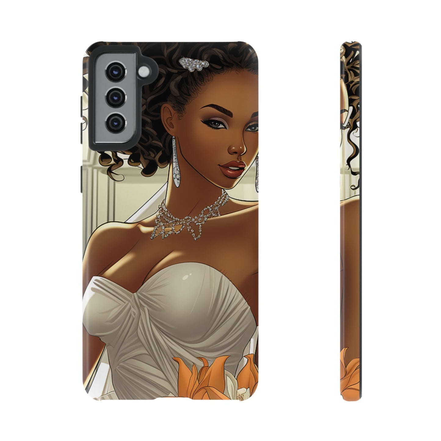 Samsung Galaxy S21 Samsung Galaxy S21 Plus Samsung Galaxy S21 Ultra S21 FE Tough Case African American Black bride Dress Wedding Gown