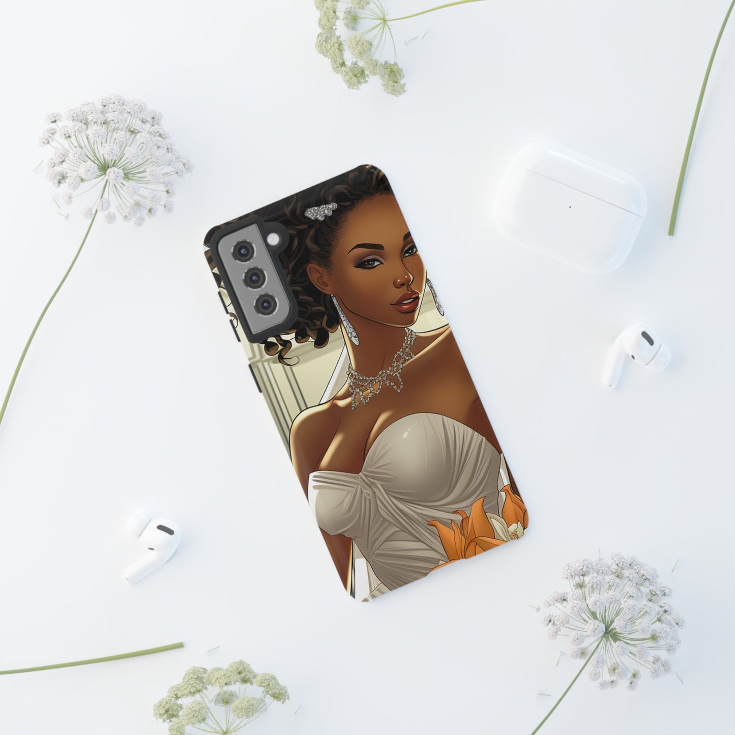 Samsung Galaxy S21 Samsung Galaxy S21 Plus Samsung Galaxy S21 Ultra S21 FE Tough Case African American Black bride Dress Wedding Gown