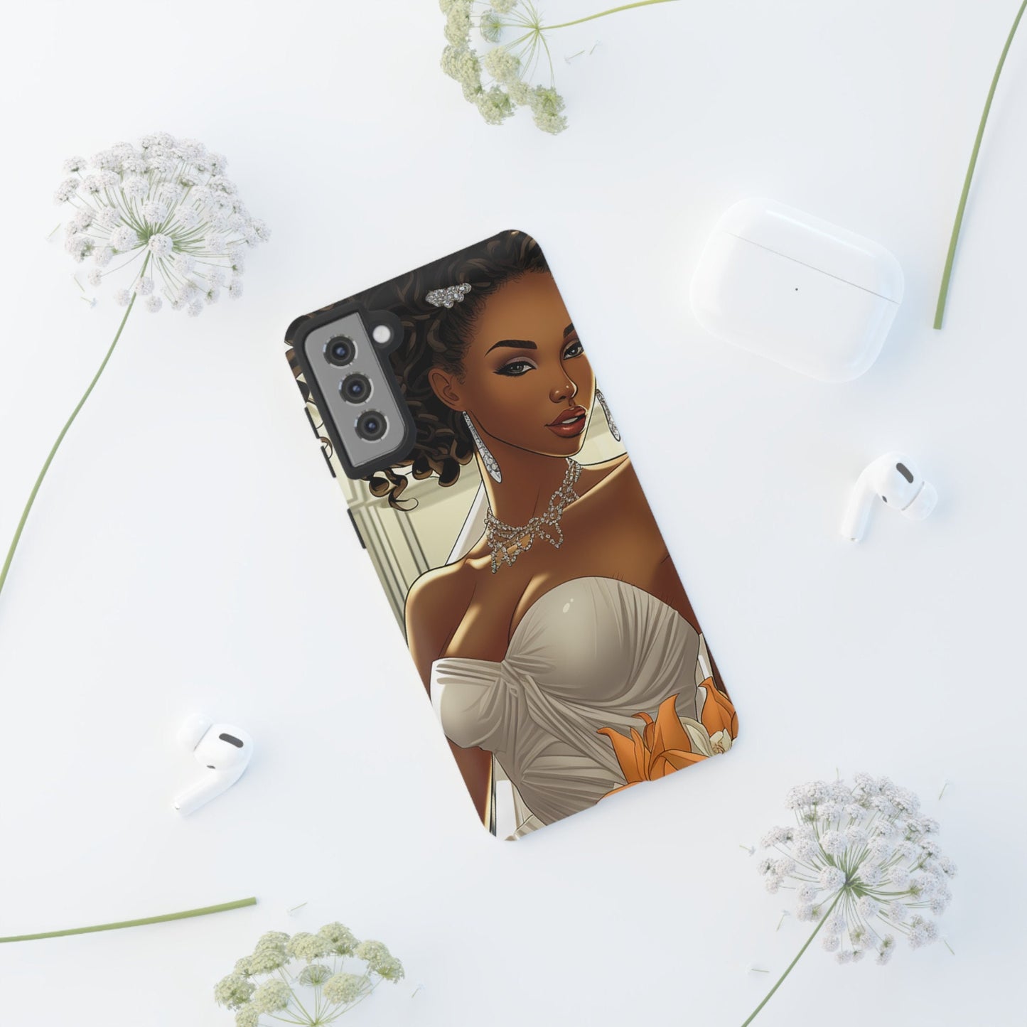 Samsung Galaxy S21 Samsung Galaxy S21 Plus Samsung Galaxy S21 Ultra S21 FE Tough Case African American Black bride Dress Wedding Gown