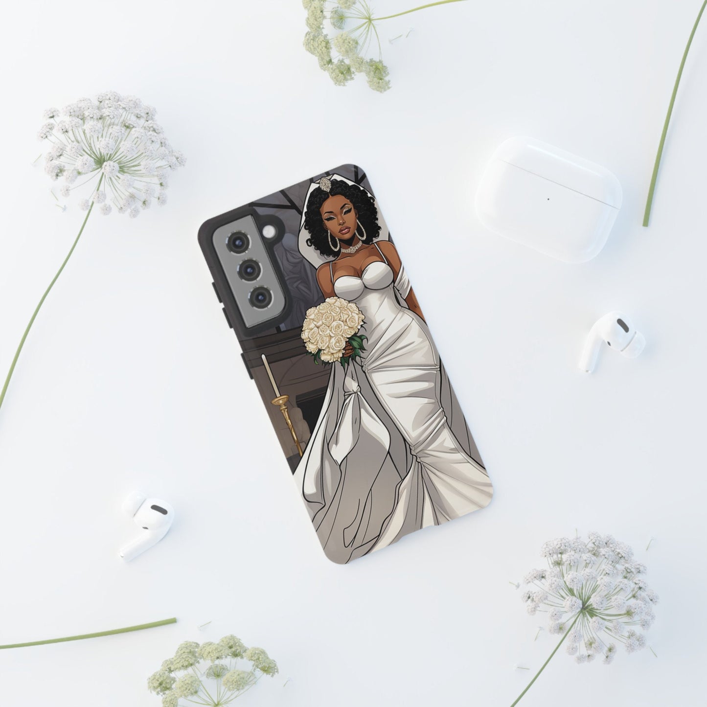 Samsung Galaxy S21 Samsung Galaxy S21 Plus Galaxy S21 Ultra S21 FE Tough Case African American Bride Black bride wedding Dress Wedding Gown