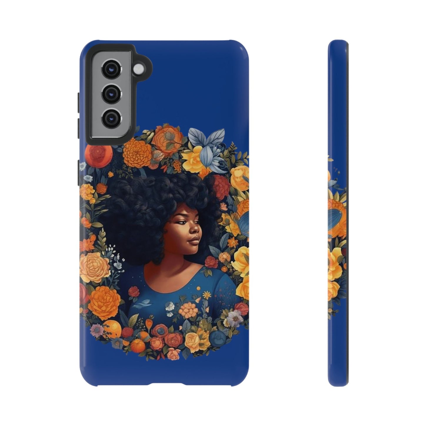 Galaxy S21 Samsung Galaxy S21 Plus Samsung Galaxy S21 Ultra S21 FE Tough Case African American Black Women Flower Wreath Blue Green Orange