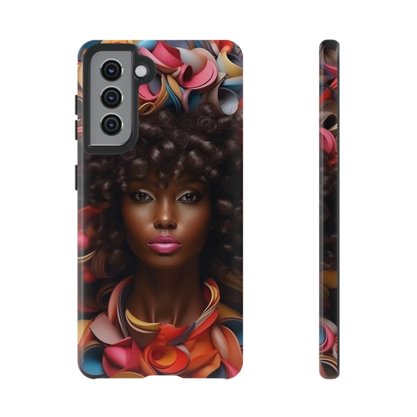 Galaxy S21 Samsung Galaxy S21 Plus Samsung Galaxy S21 Ultra S21 FE Tough Case African American Woman Black Women Flowers Red Yellow Orange