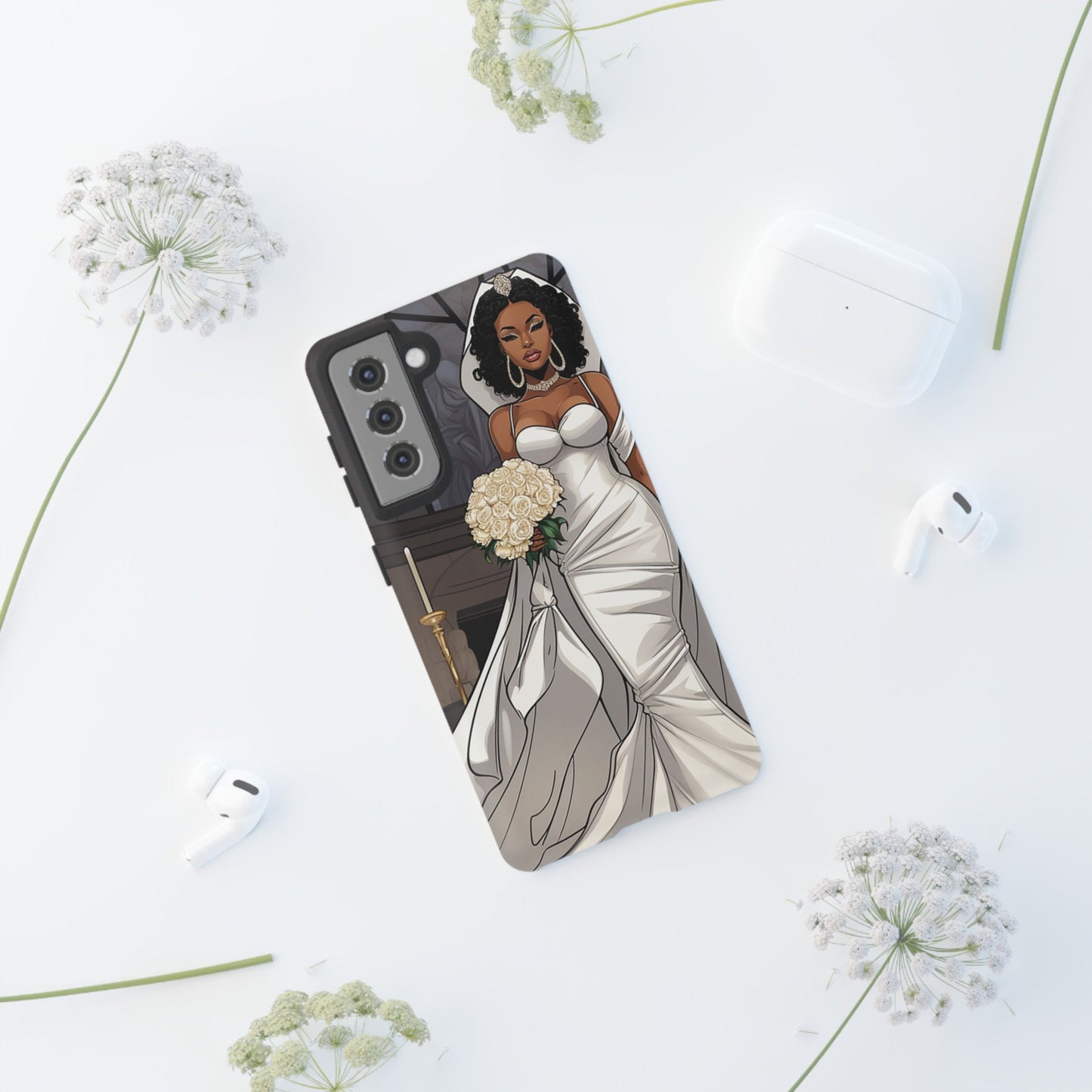 Samsung Galaxy S21 Samsung Galaxy S21 Plus Galaxy S21 Ultra S21 FE Tough Case African American Bride Black bride wedding Dress Wedding Gown