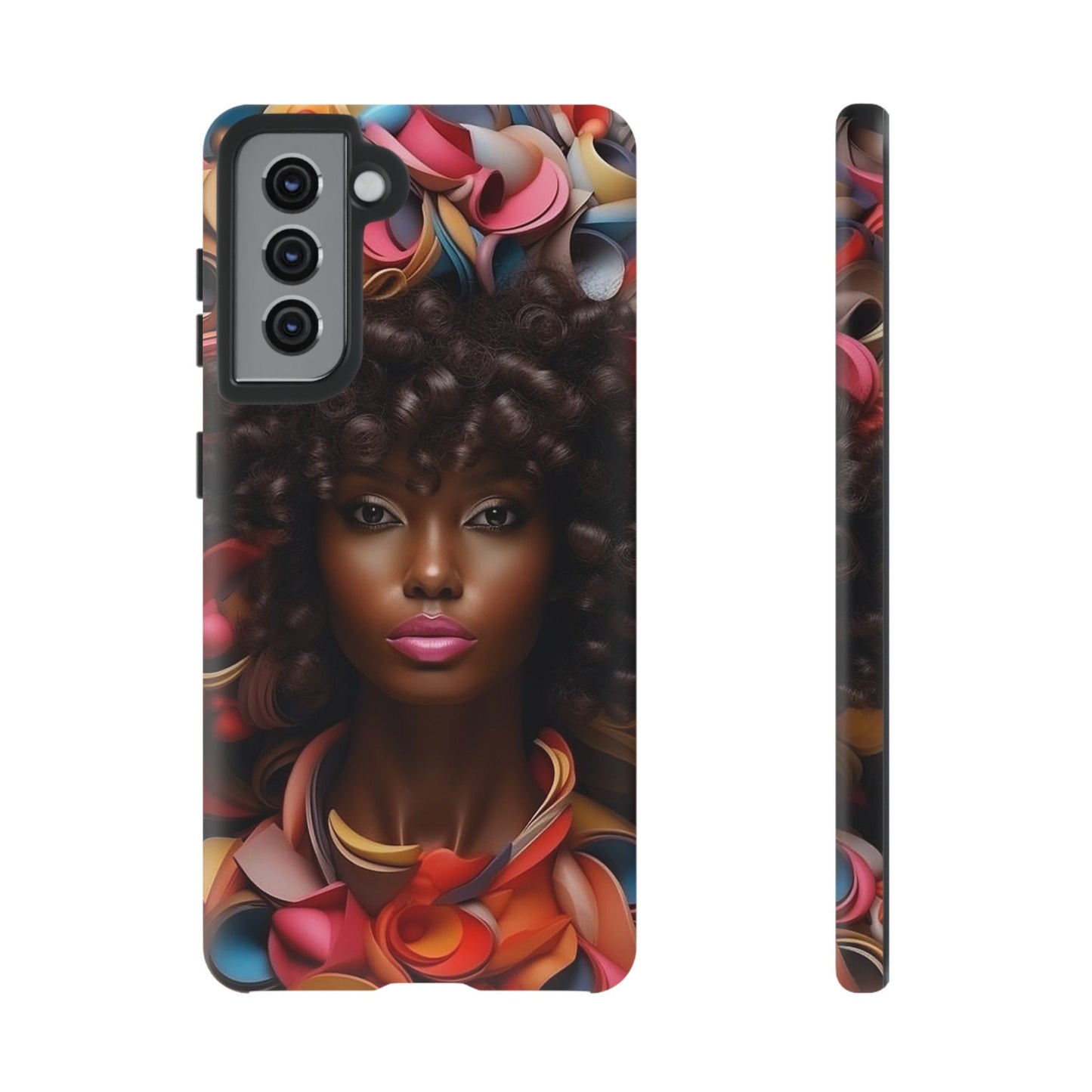 Galaxy S21 Samsung Galaxy S21 Plus Samsung Galaxy S21 Ultra S21 FE Tough Case African American Woman Black Women Flowers Red Yellow Orange