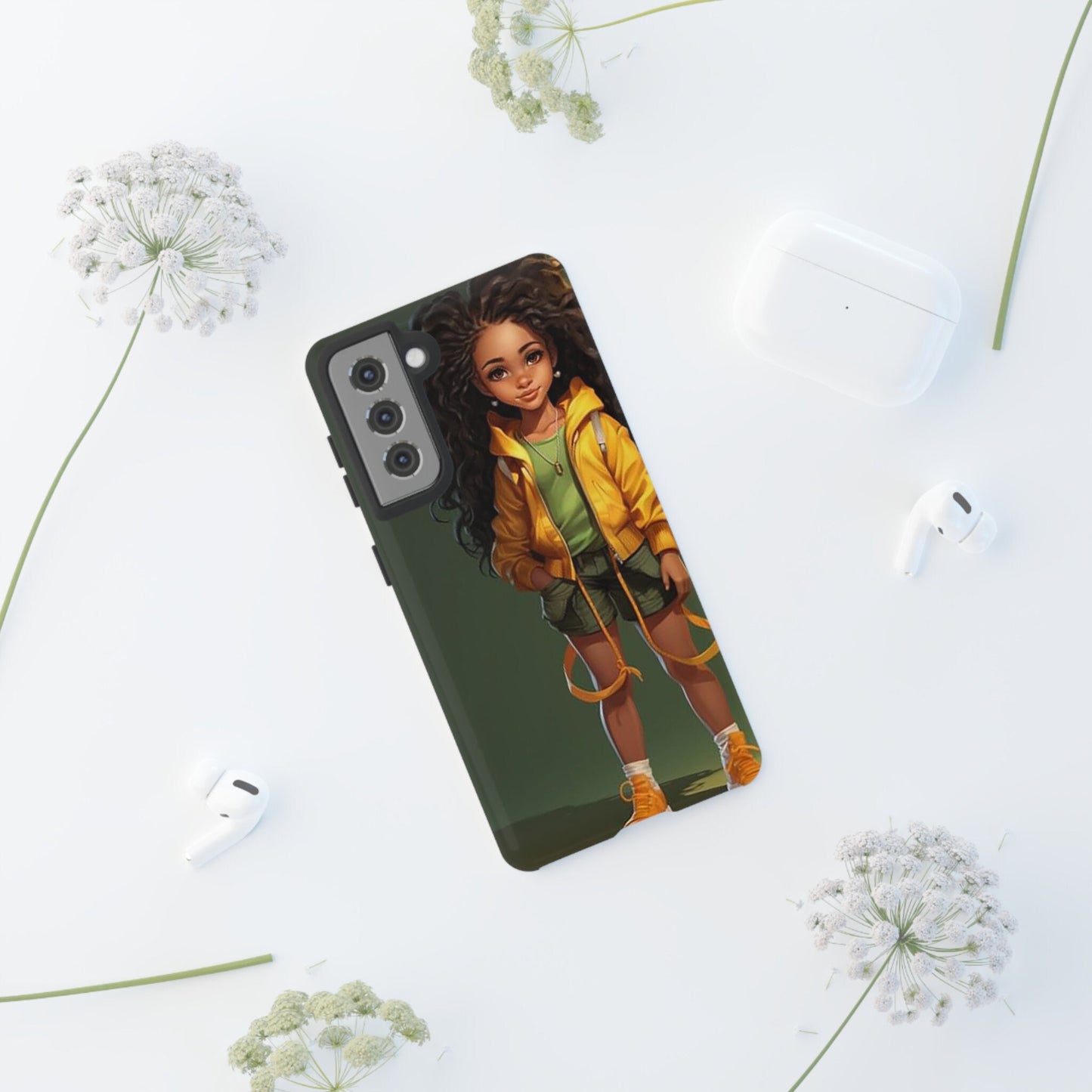 Galaxy S21 Samsung Galaxy S21 Plus Samsung Galaxy S21 Ultra S21 FE Tough Case African American Girl Black Yellow Hoodie Yellow Sweatshirt