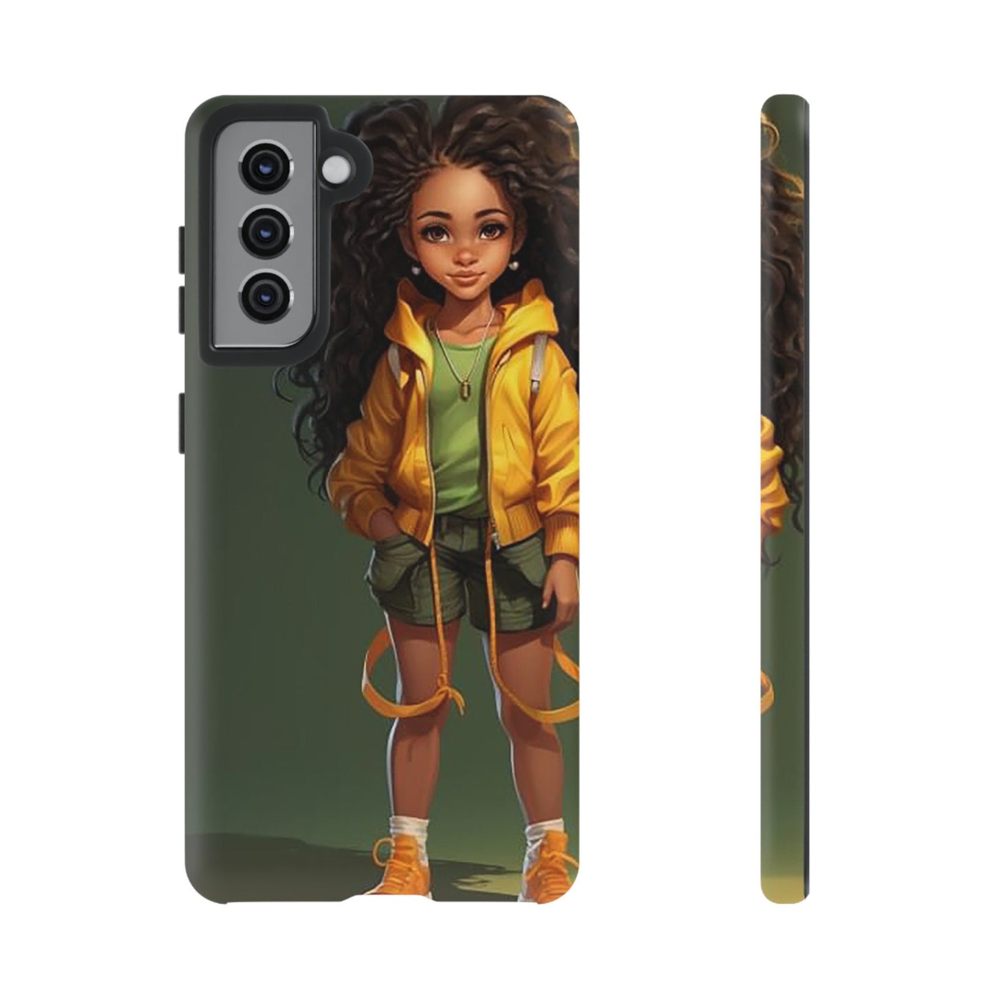 Galaxy S21 Samsung Galaxy S21 Plus Samsung Galaxy S21 Ultra S21 FE Tough Case African American Girl Black Yellow Hoodie Yellow Sweatshirt