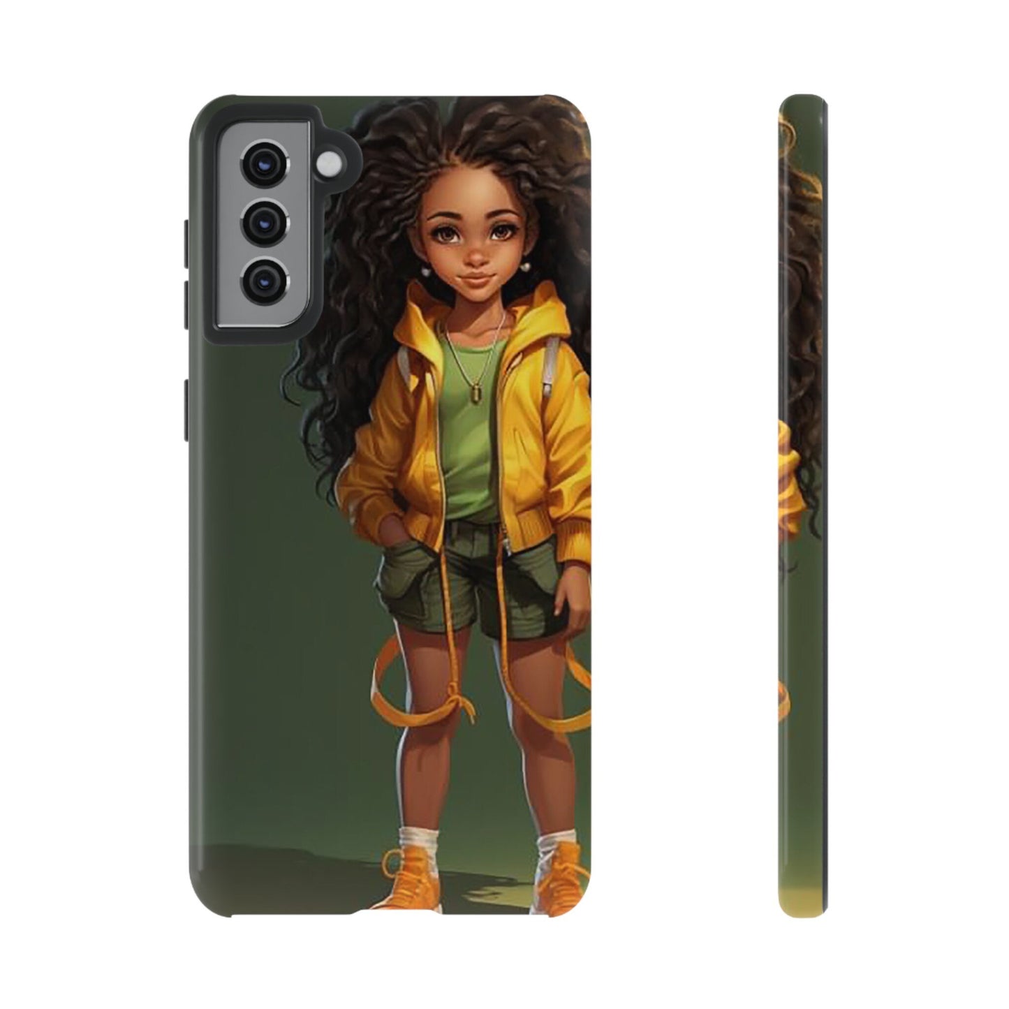 Galaxy S21 Samsung Galaxy S21 Plus Samsung Galaxy S21 Ultra S21 FE Tough Case African American Girl Black Yellow Hoodie Yellow Sweatshirt
