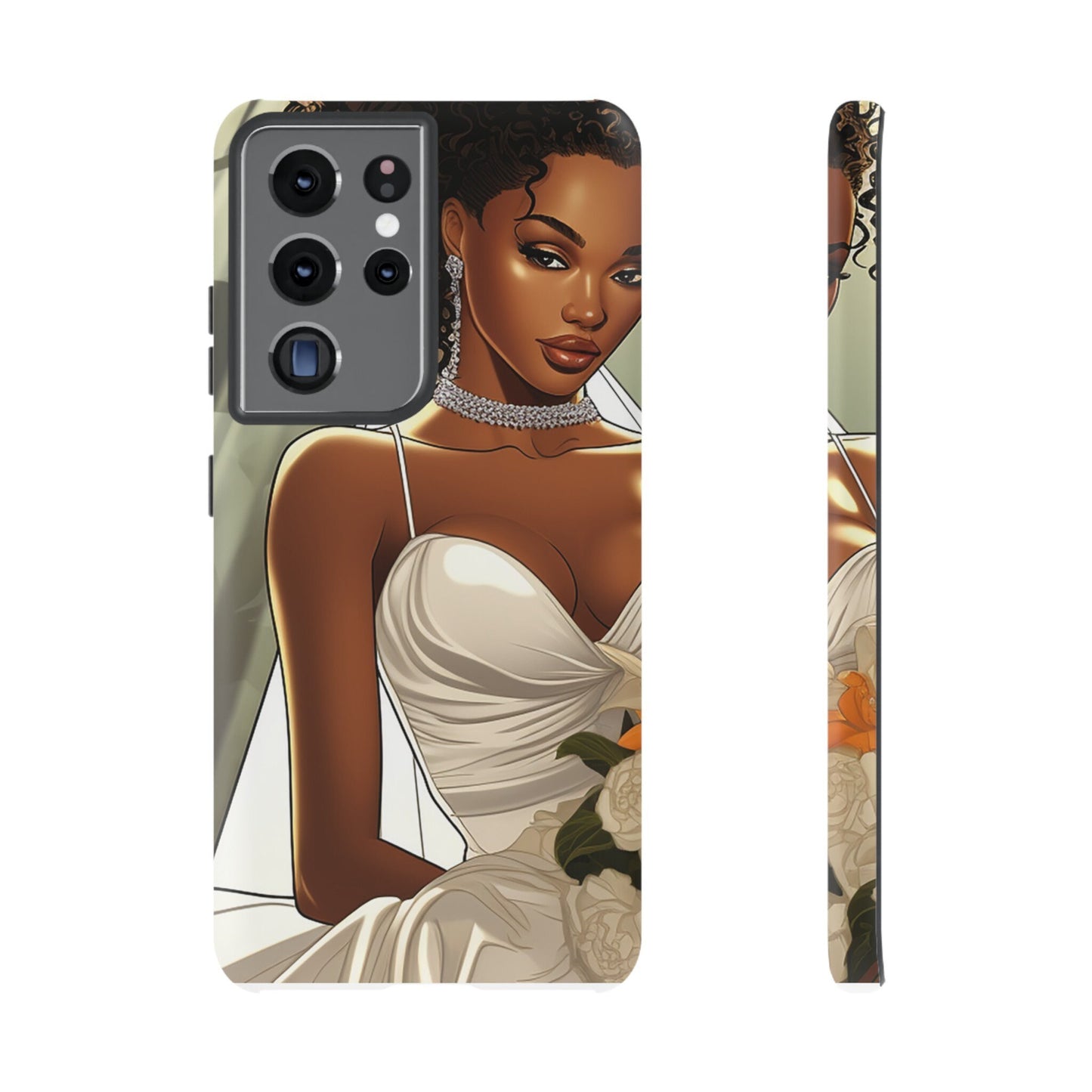 Galaxy S21 Samsung Galaxy S21 Plus Samsung Galaxy S21 Ultra S21 FE Tough Case African American Bride Black bride wedding Dress Wedding Gown