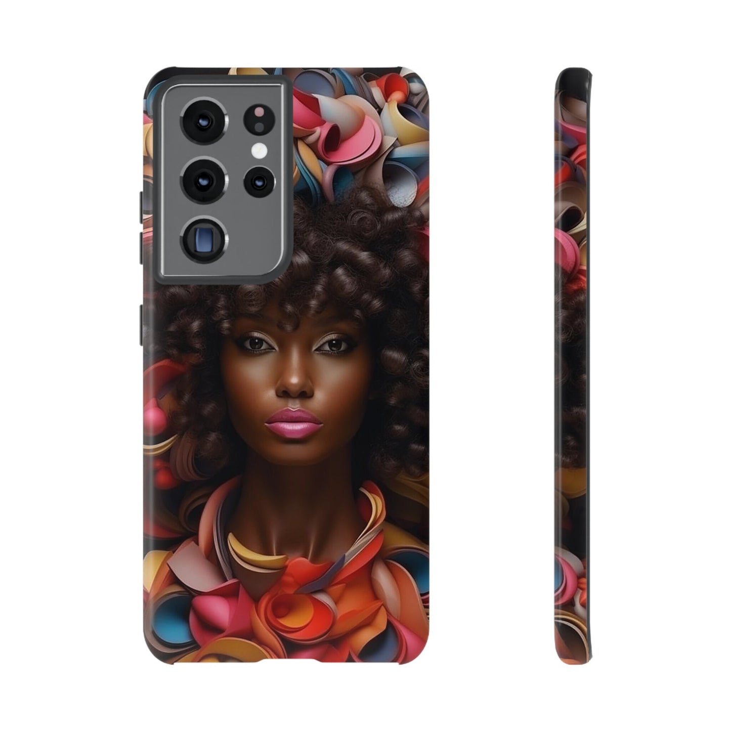 Galaxy S21 Samsung Galaxy S21 Plus Samsung Galaxy S21 Ultra S21 FE Tough Case African American Woman Black Women Flowers Red Yellow Orange