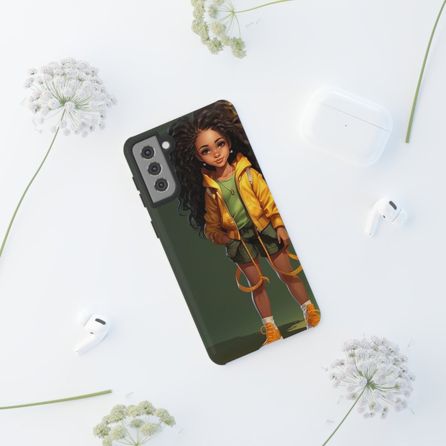 Galaxy S21 Samsung Galaxy S21 Plus Samsung Galaxy S21 Ultra S21 FE Tough Case African American Girl Black Yellow Hoodie Yellow Sweatshirt
