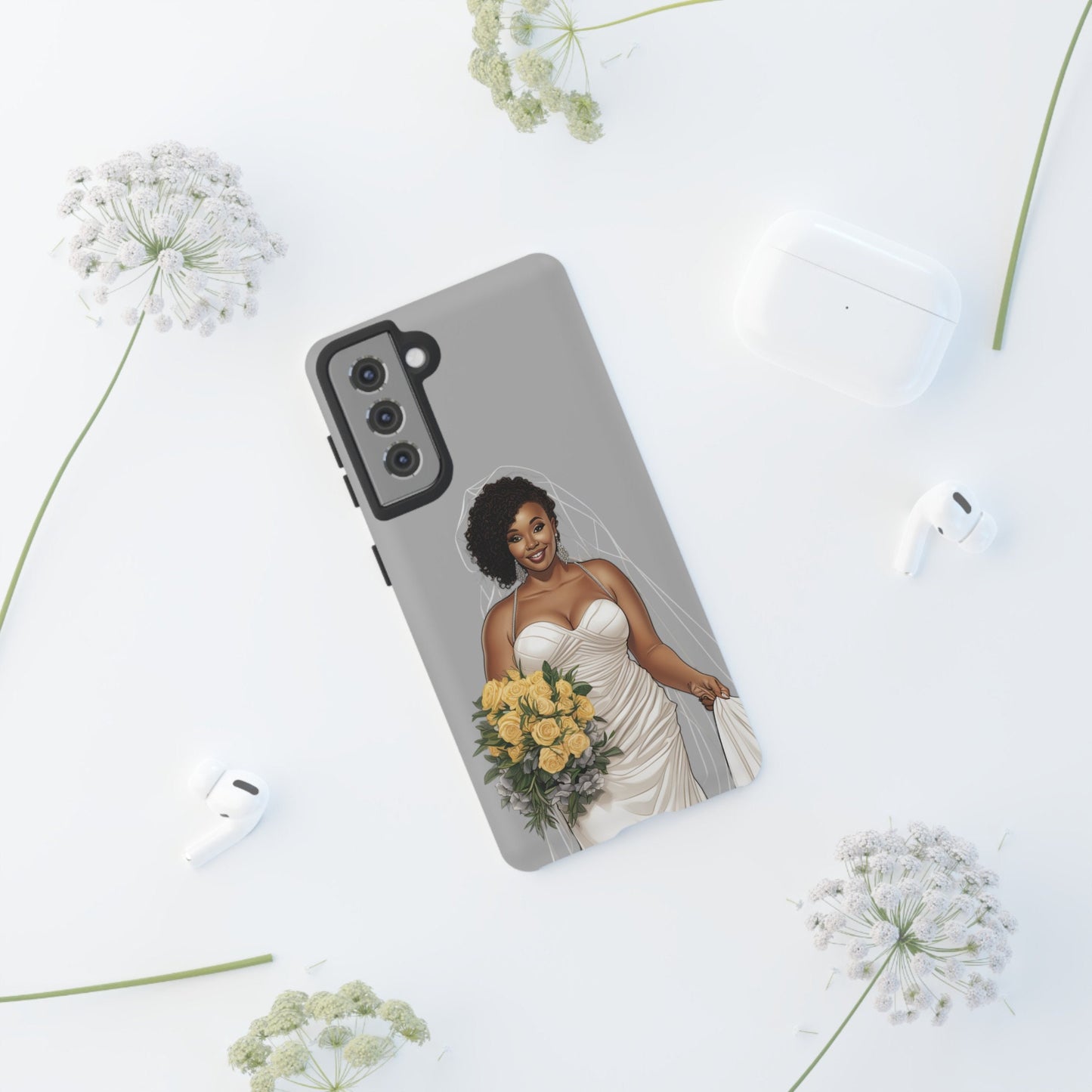 Galaxy S21 Samsung Galaxy S21 Plus Samsung Galaxy S21 Ultra S21 FE Tough Case African American Bride Black bride wedding Dress Wedding Gown