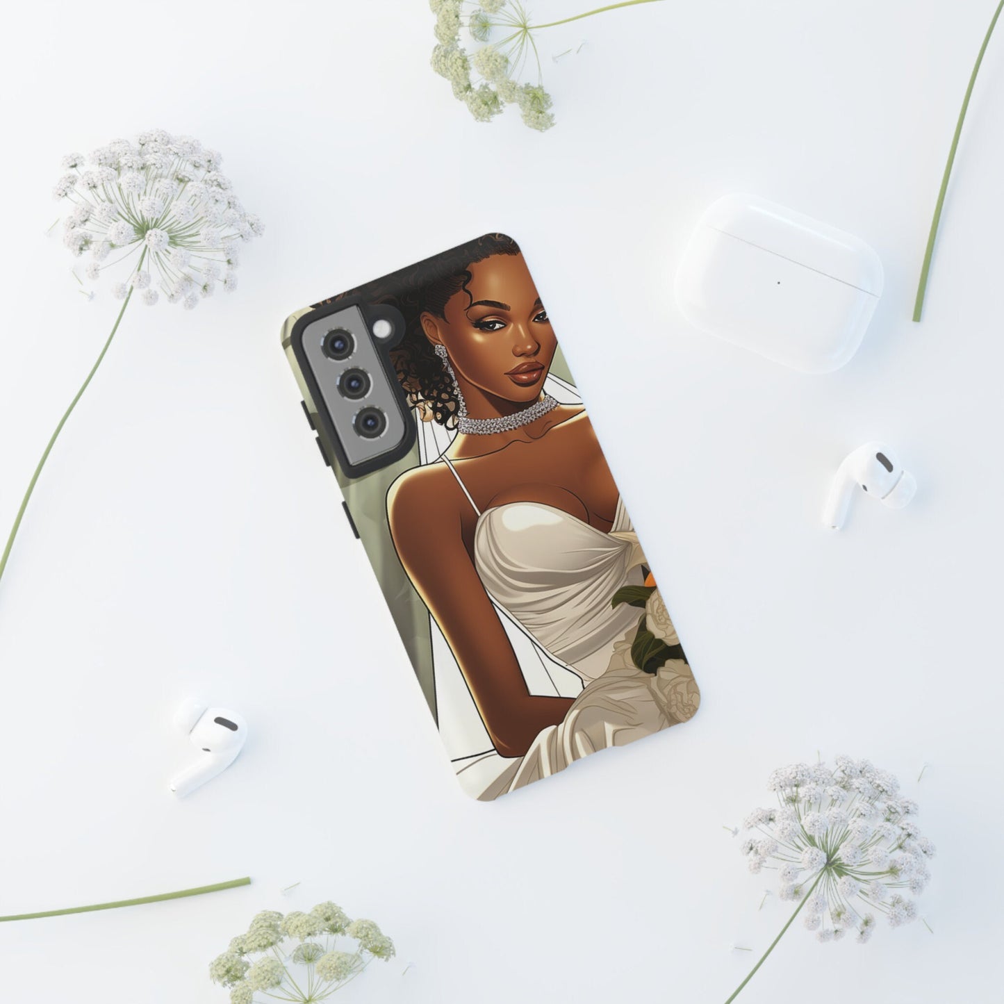 Galaxy S21 Samsung Galaxy S21 Plus Samsung Galaxy S21 Ultra S21 FE Tough Case African American Bride Black bride wedding Dress Wedding Gown