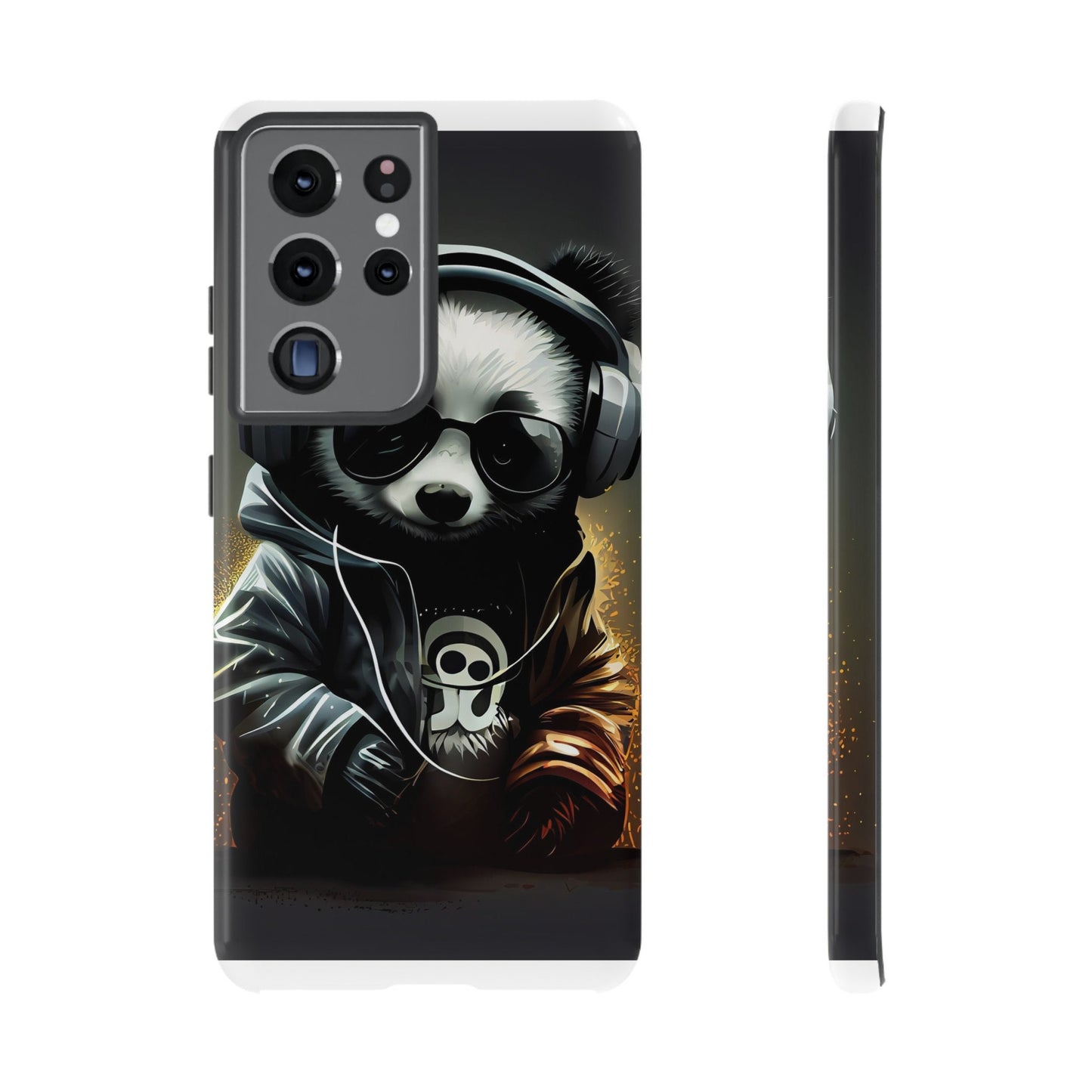 Galaxy S21 Samsung Galaxy S21 Plus Samsung Galaxy S21 Ultra S21 FE Tough Case Black White Panda Headphones Audiophile Stereo headset bear