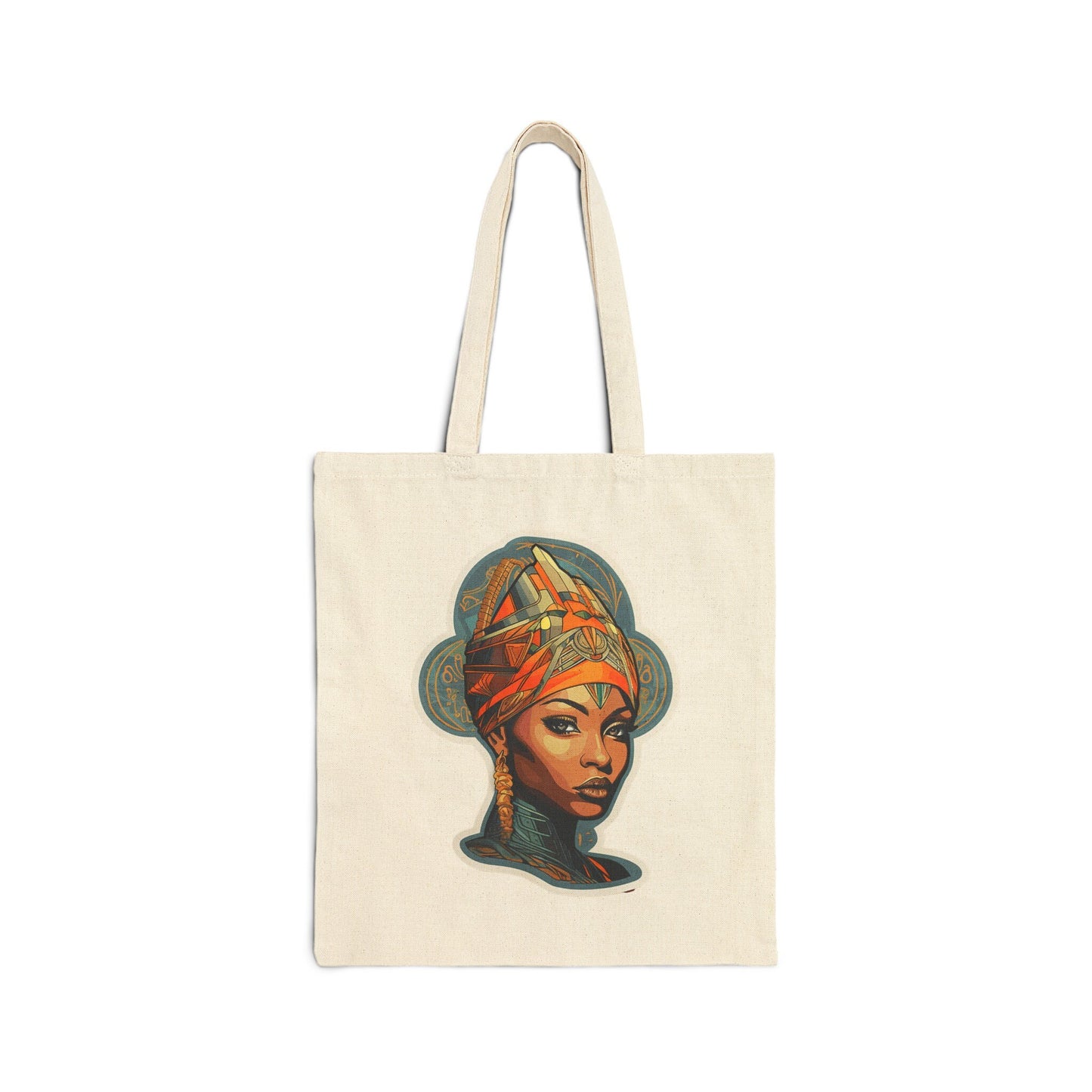 Neo Traditional Style African American Black Nubian Queen Cotton Canvas Tote Bag