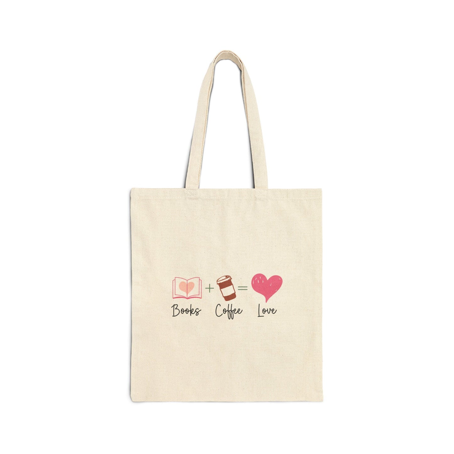 Books + Coffee = Love (Books Plus Coffee Equals Love) Book Lovers Book Nerd Power Reader Cotton Canvas Tote Bag