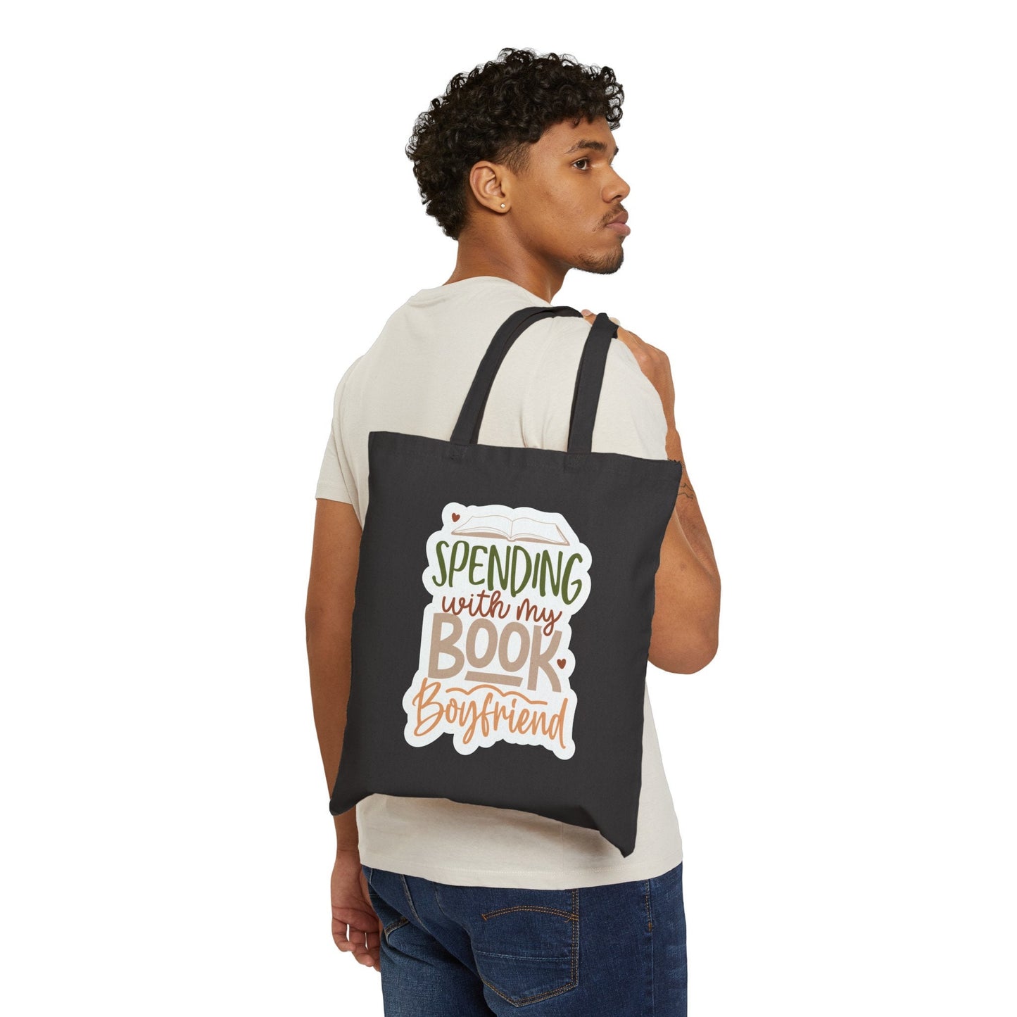 Book Boyfriend Power Reader Gift Book Dragon Gift for Book Worm Cotton Canvas Tote Bag