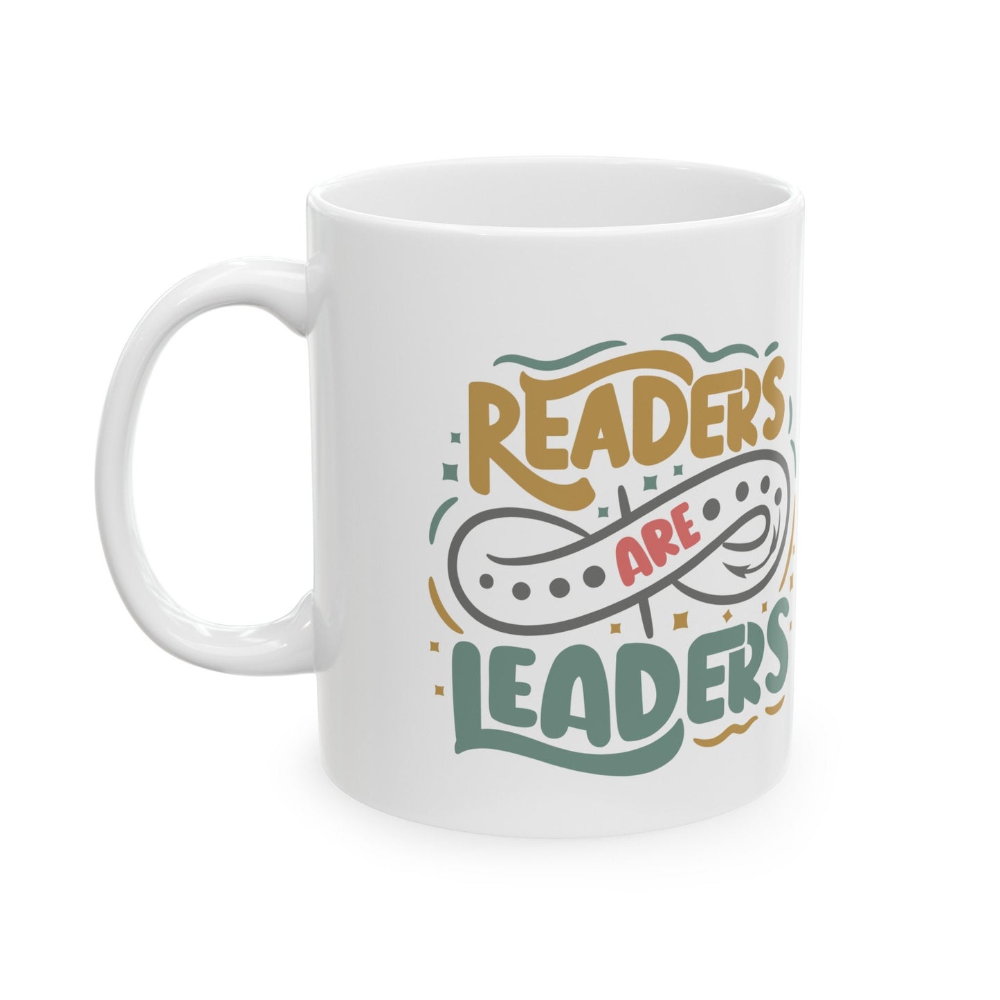 Readers are Leaders Gift Mug Power Reader Ceramic Mug, 11oz Gift for Book Dragon Book Worm Gift