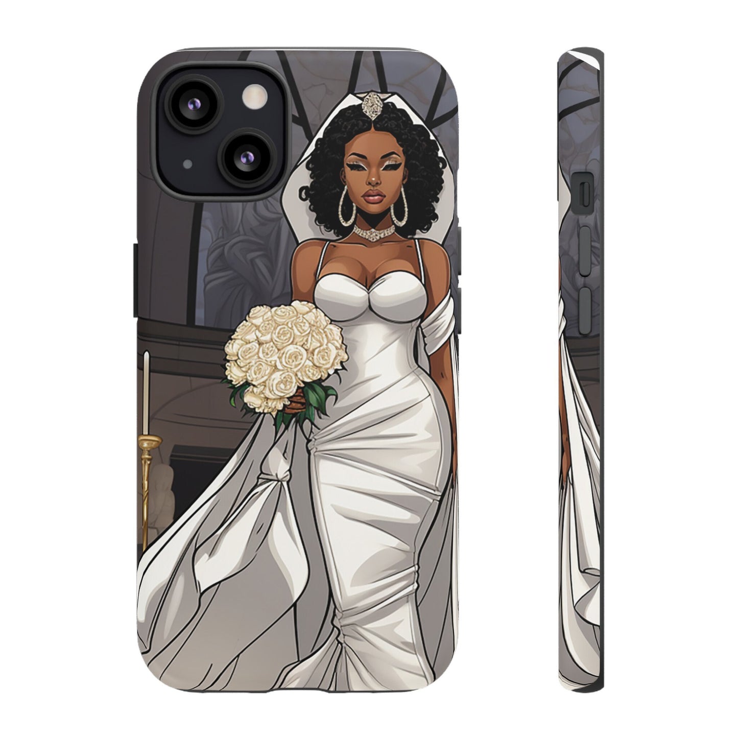 iPhone 13, iPhone 13 Pro, iPhone 13 Mini, iPhone 13 Pro Max Tough Cases African American Bride Black bride wedding Dress Wedding Gown
