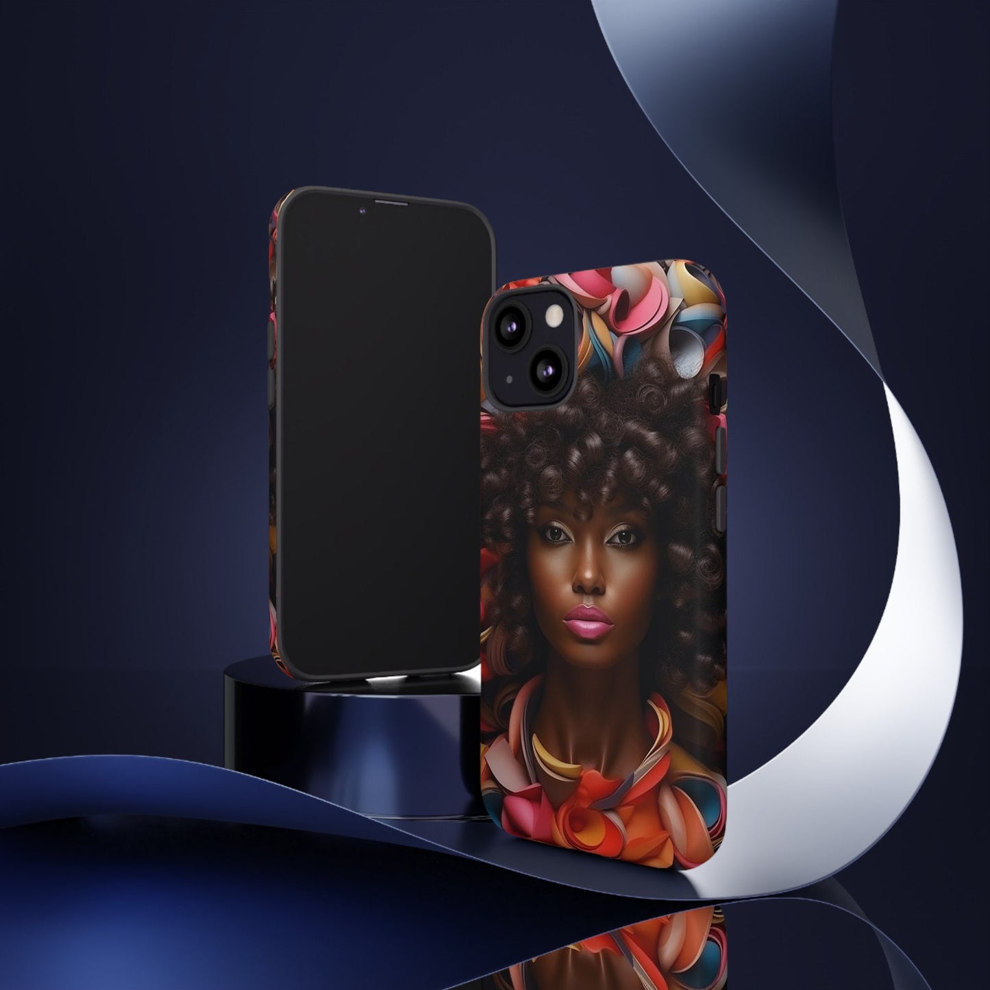 iPhone 13, iPhone 13 Pro, iPhone 13 Mini, iPhone 13 Pro Max Tough Cases African American Woman Black Women in Flowers Red Yellow Orange