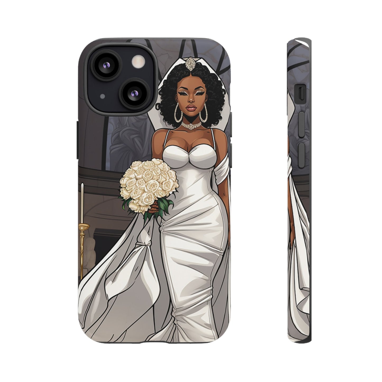 iPhone 13, iPhone 13 Pro, iPhone 13 Mini, iPhone 13 Pro Max Tough Cases African American Bride Black bride wedding Dress Wedding Gown