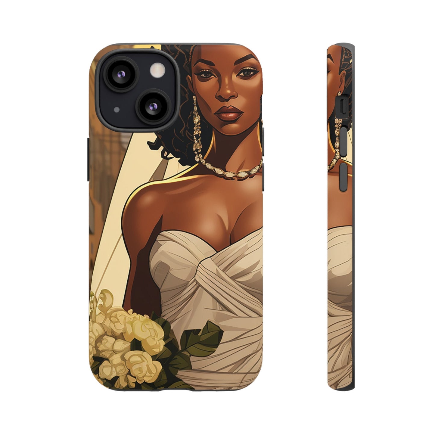 iPhone 13, iPhone 13 Pro, iPhone 13 Mini, iPhone 13 Pro Max Tough Cases African American Bride Black bride wedding Dress Wedding Gown
