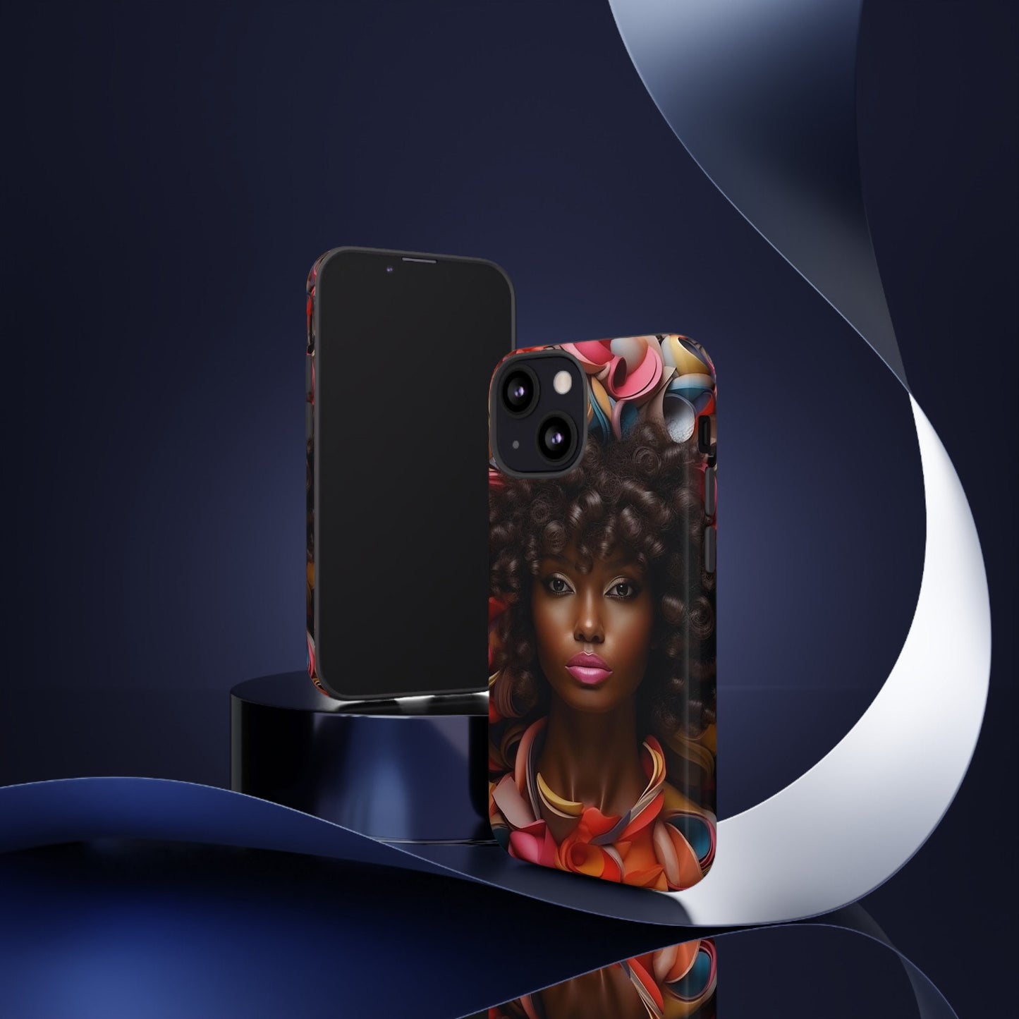 iPhone 13, iPhone 13 Pro, iPhone 13 Mini, iPhone 13 Pro Max Tough Cases African American Woman Black Women in Flowers Red Yellow Orange