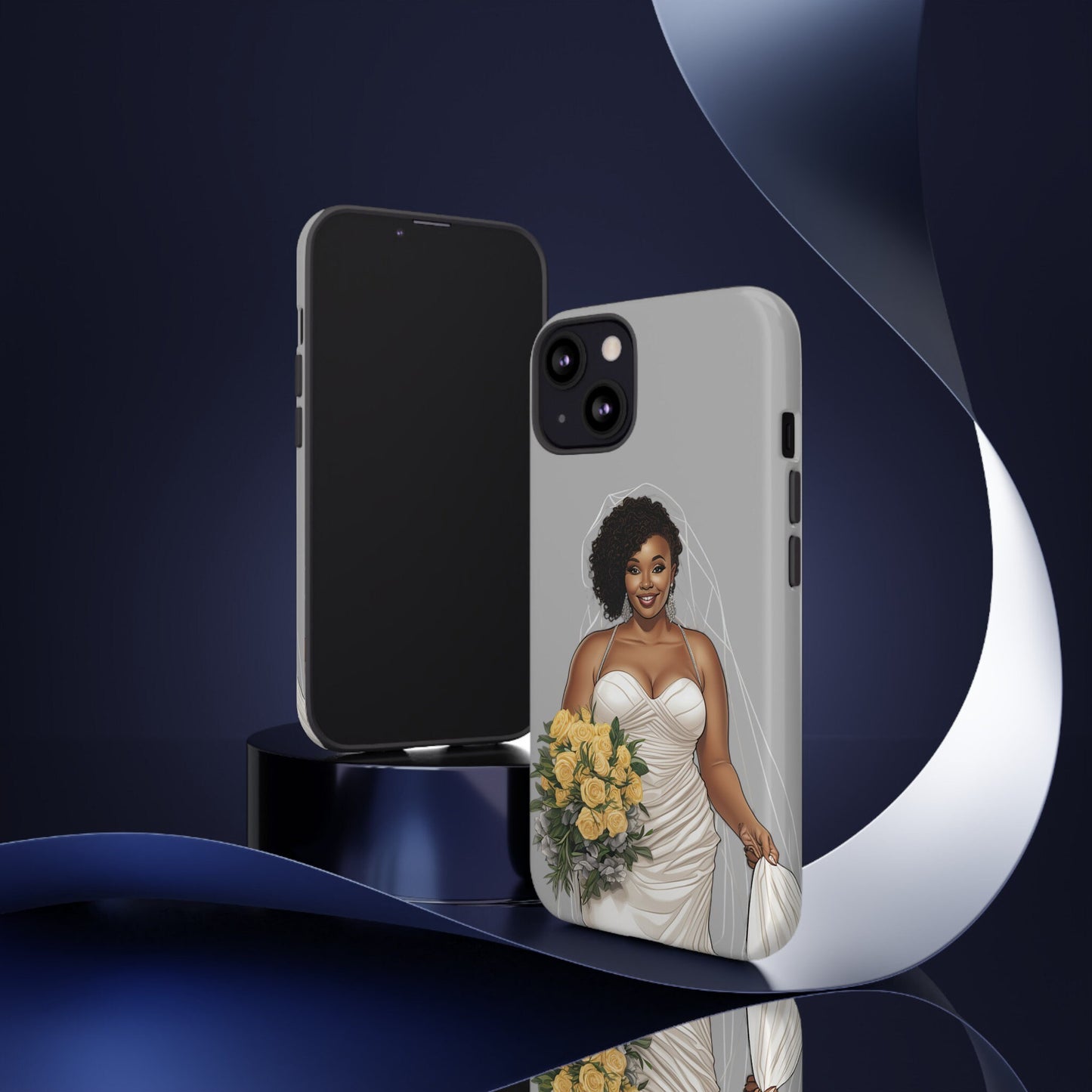 iPhone 13, iPhone 13 Pro, iPhone 13 Mini, iPhone 13 Pro Max Tough Cases African American Bride Black bride wedding Dress Wedding Gown