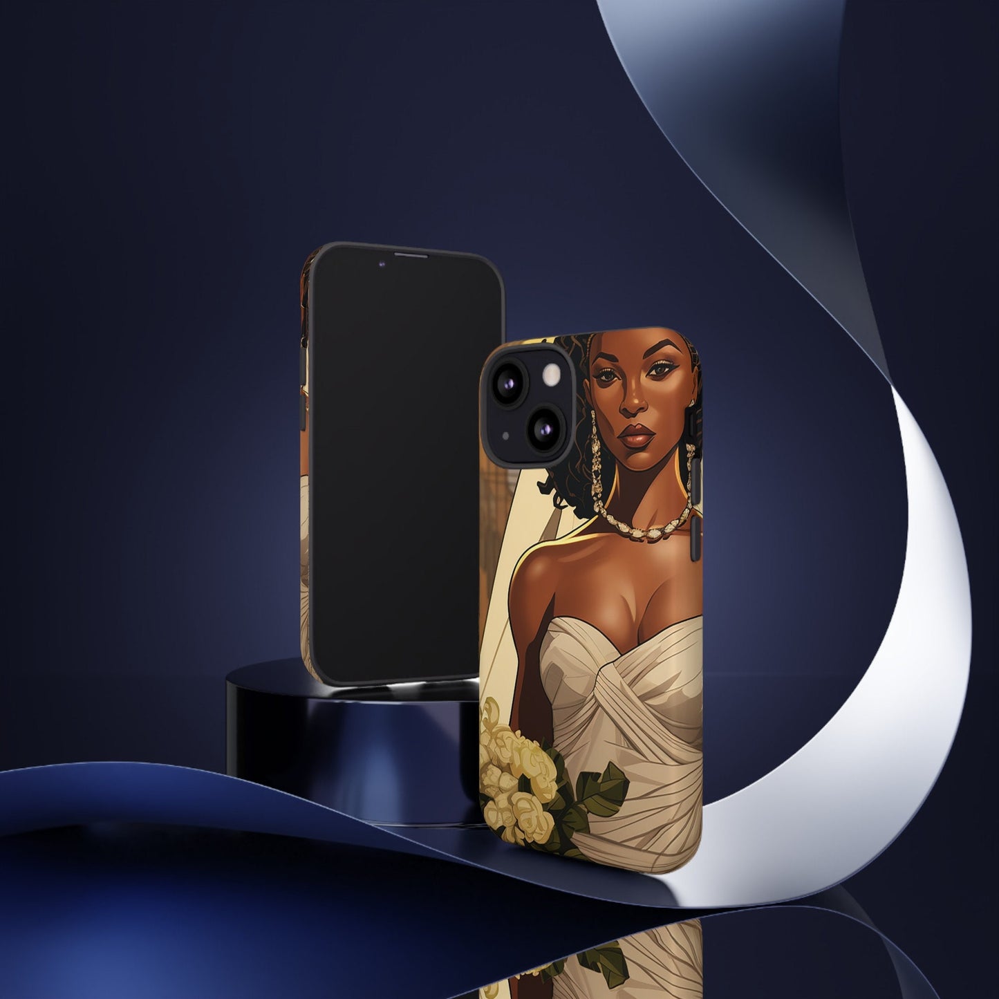 iPhone 13, iPhone 13 Pro, iPhone 13 Mini, iPhone 13 Pro Max Tough Cases African American Bride Black bride wedding Dress Wedding Gown